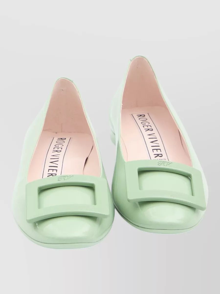 Roger Vivier Round Toe Gommettine Buckle Bow Ballerinas