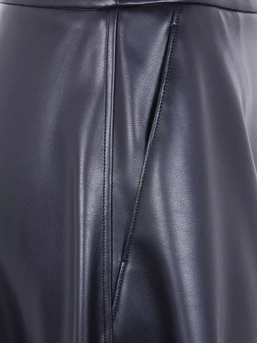 S Max Mara Eco Leather Midi Skirt High Waist