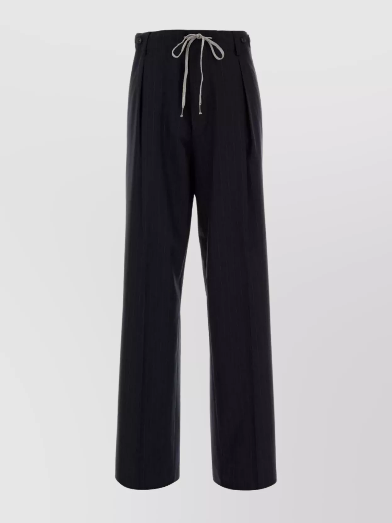 Maison Margiela Wide Leg Pinstripe Wool Trousers In Black
