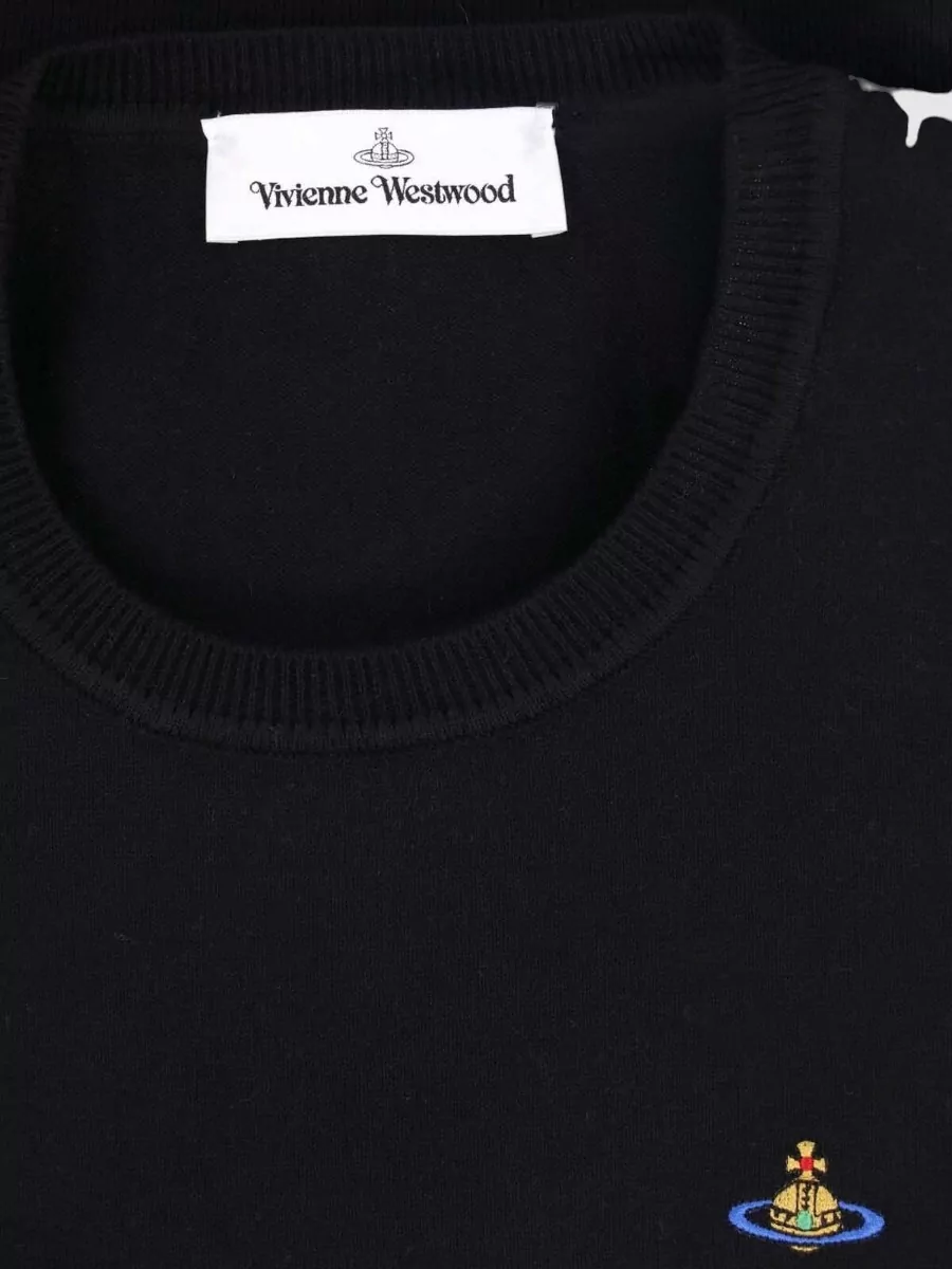 Vivienne Westwood Cashmere-Blend Ribbed-Hem Short-Sleeve Knitted Top