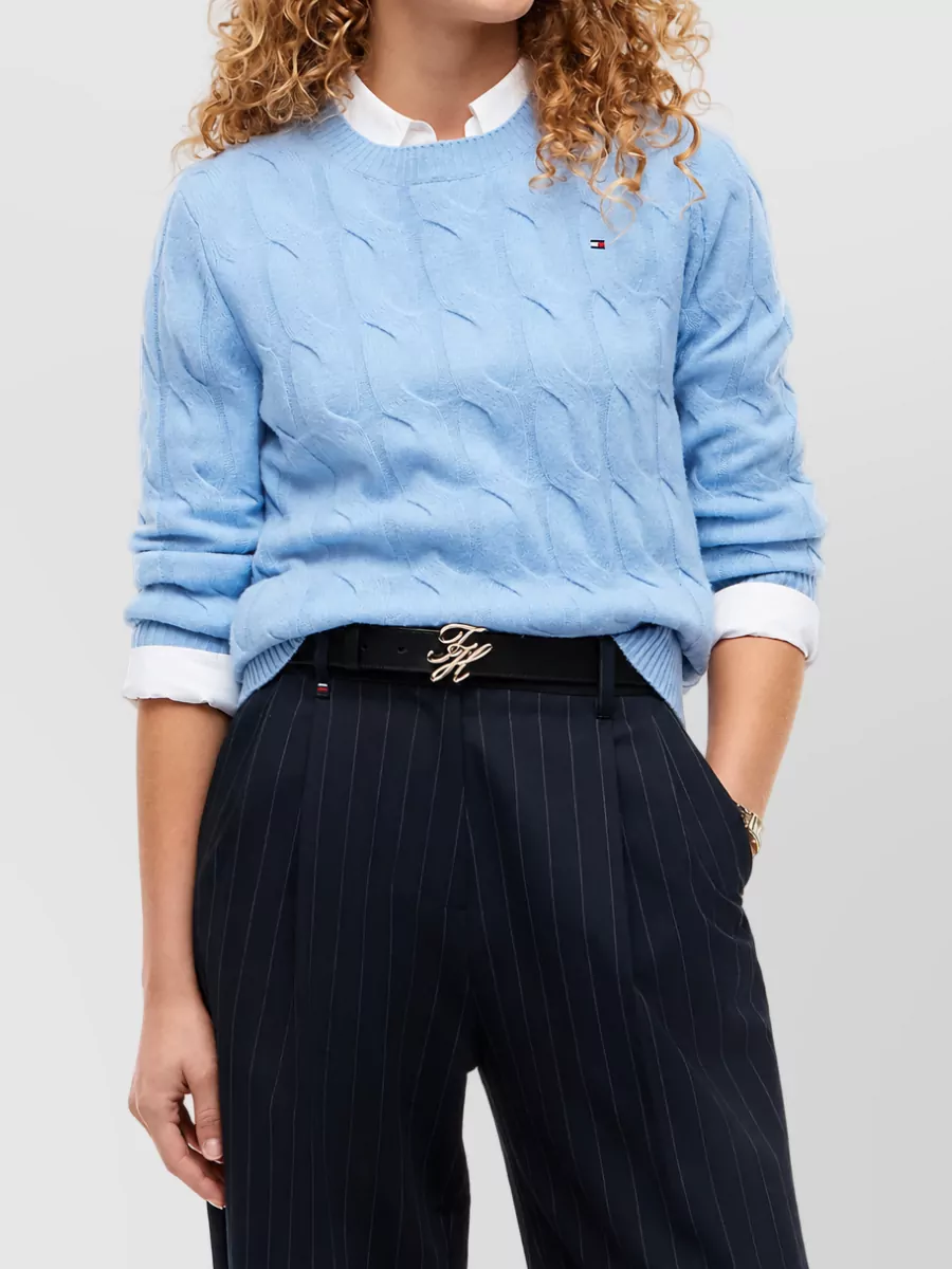 Tommy Hilfiger Wool Cable-Knit Crew-Neck Sweater
