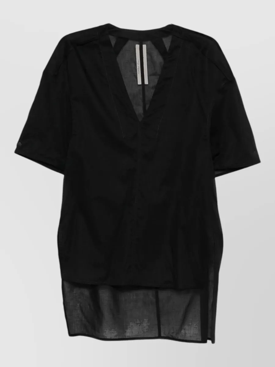 Rick Owens Cotton v-neck short-sleeve blouse