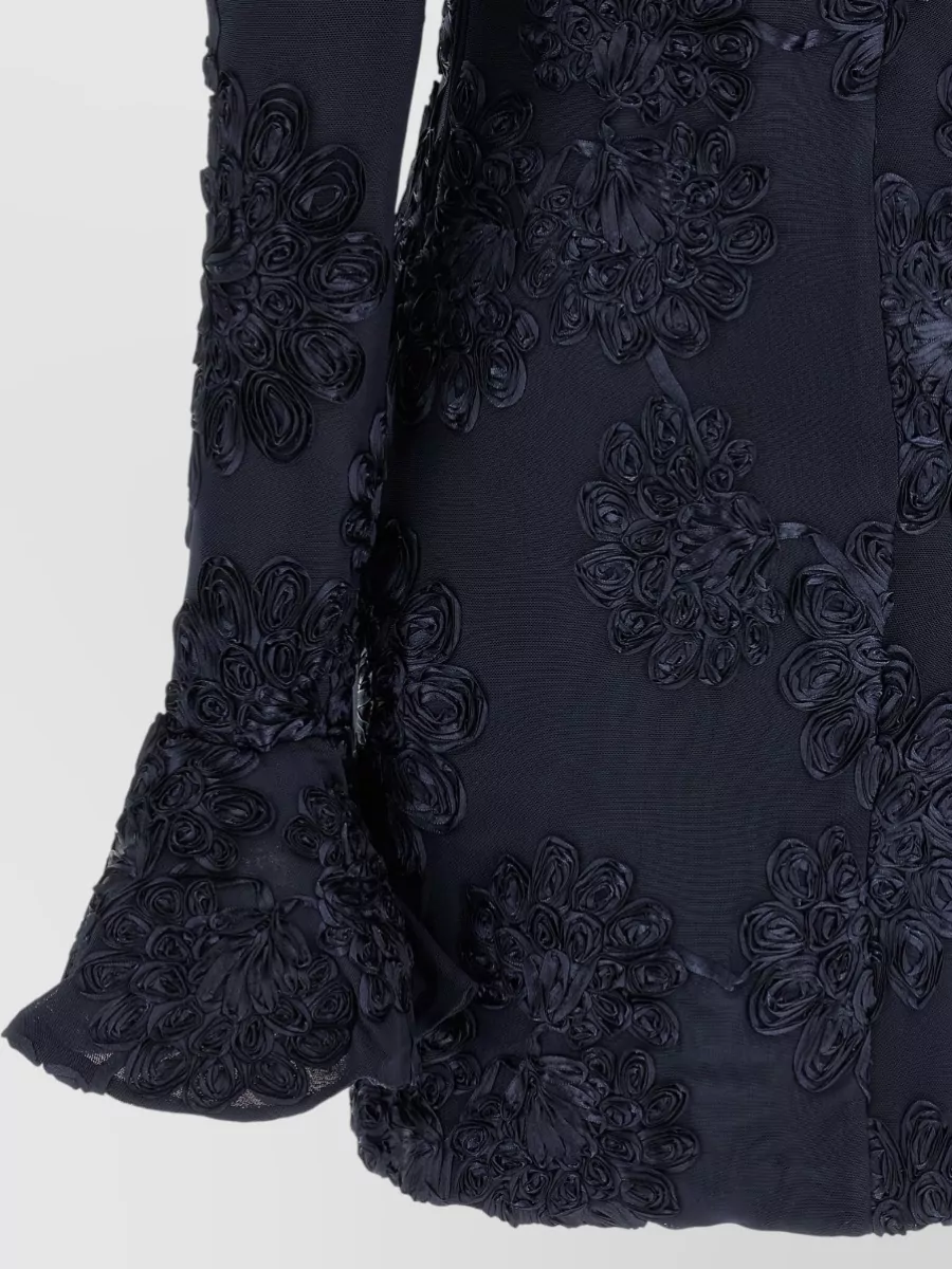 Rotate Birger Christensen 3D Floral-Embellished Mesh Mini Dress
