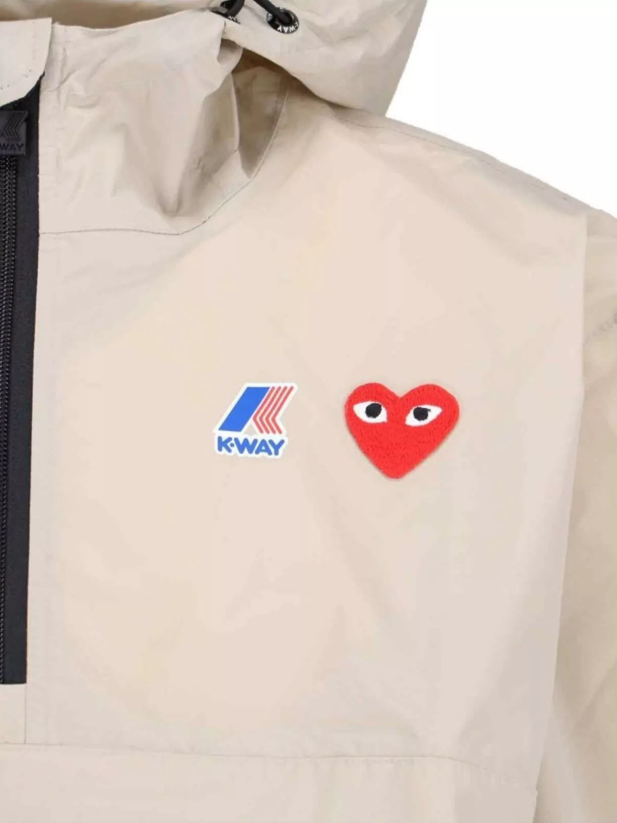 Comme Des Garçons Play Hooded Embroidered Jacket Adjustable Drawstring