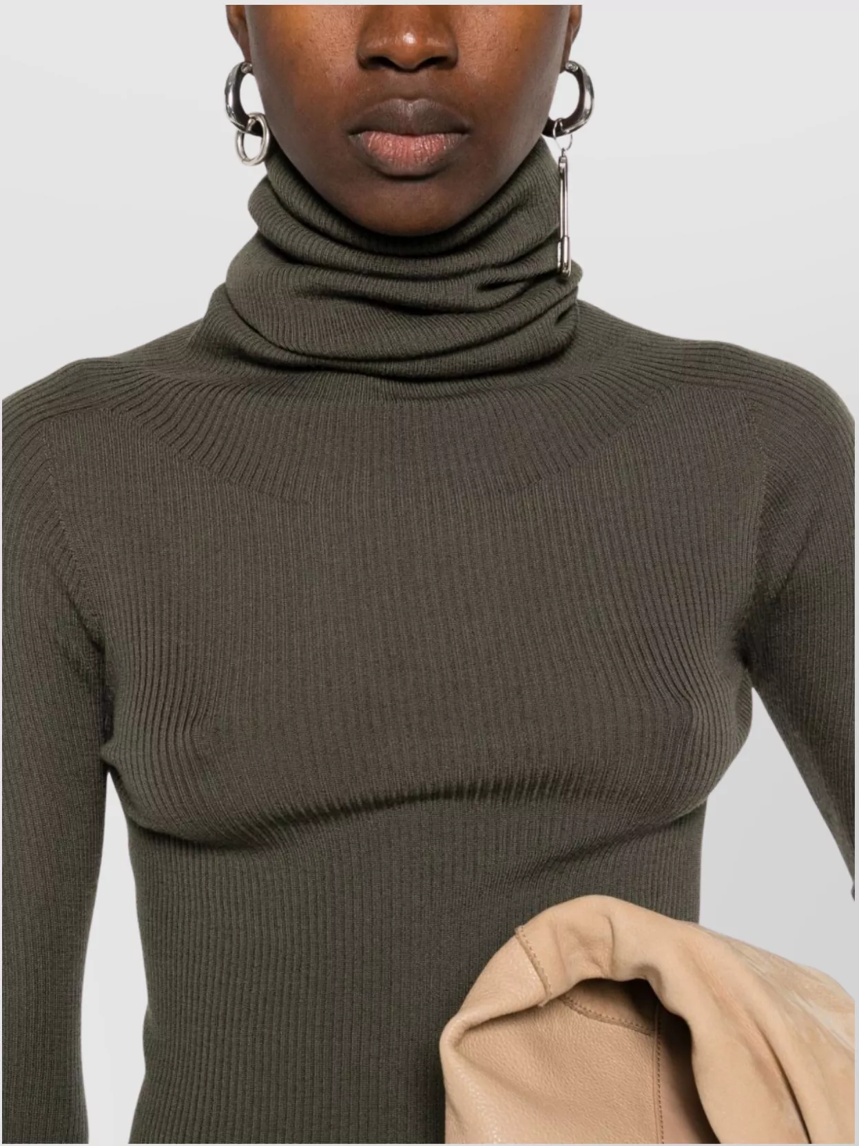 Rick Owens Ribbed Knit Turtleneck Sweater In Wool