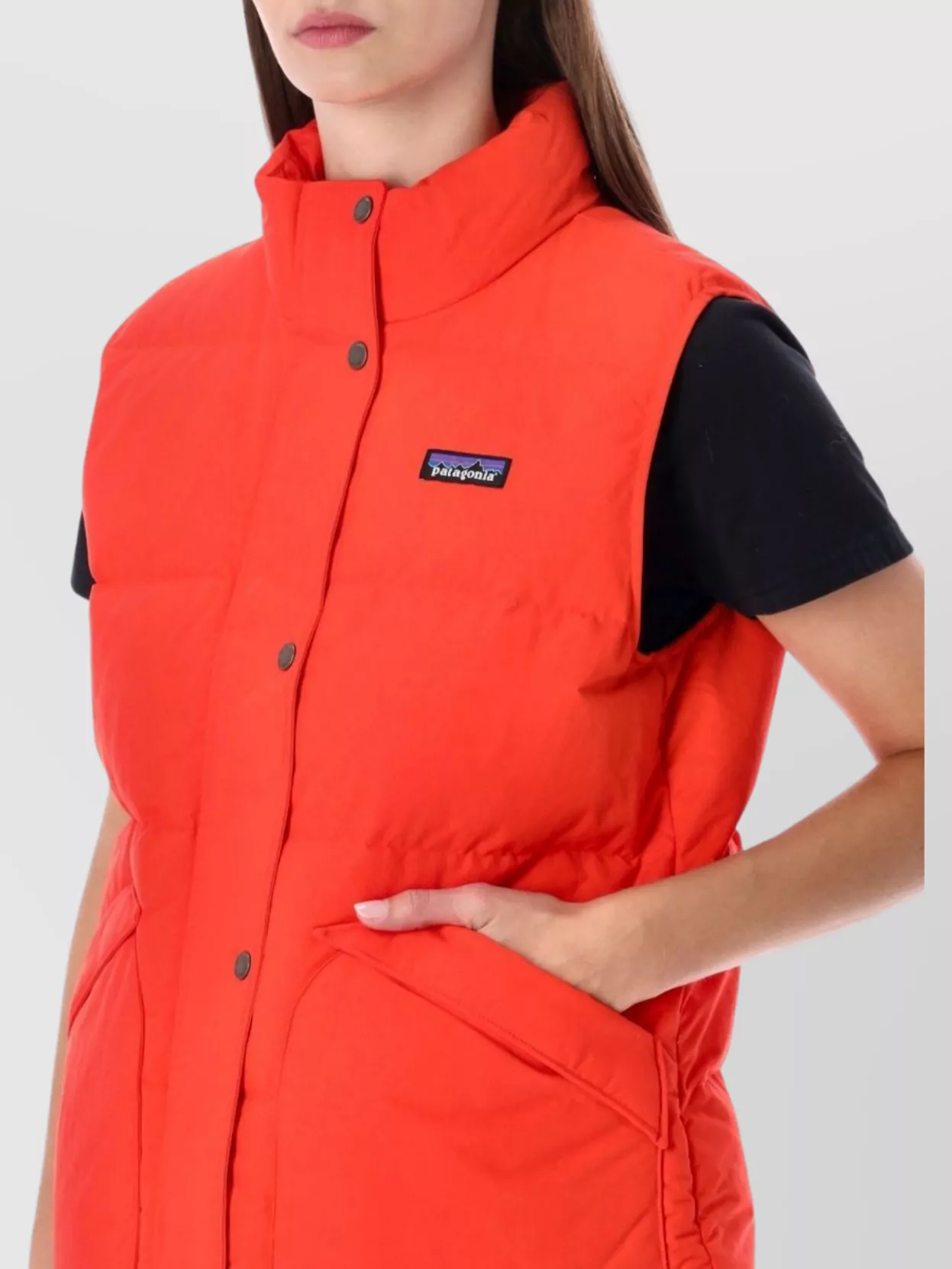 Patagonia Down Vest With High Collar And Pockets