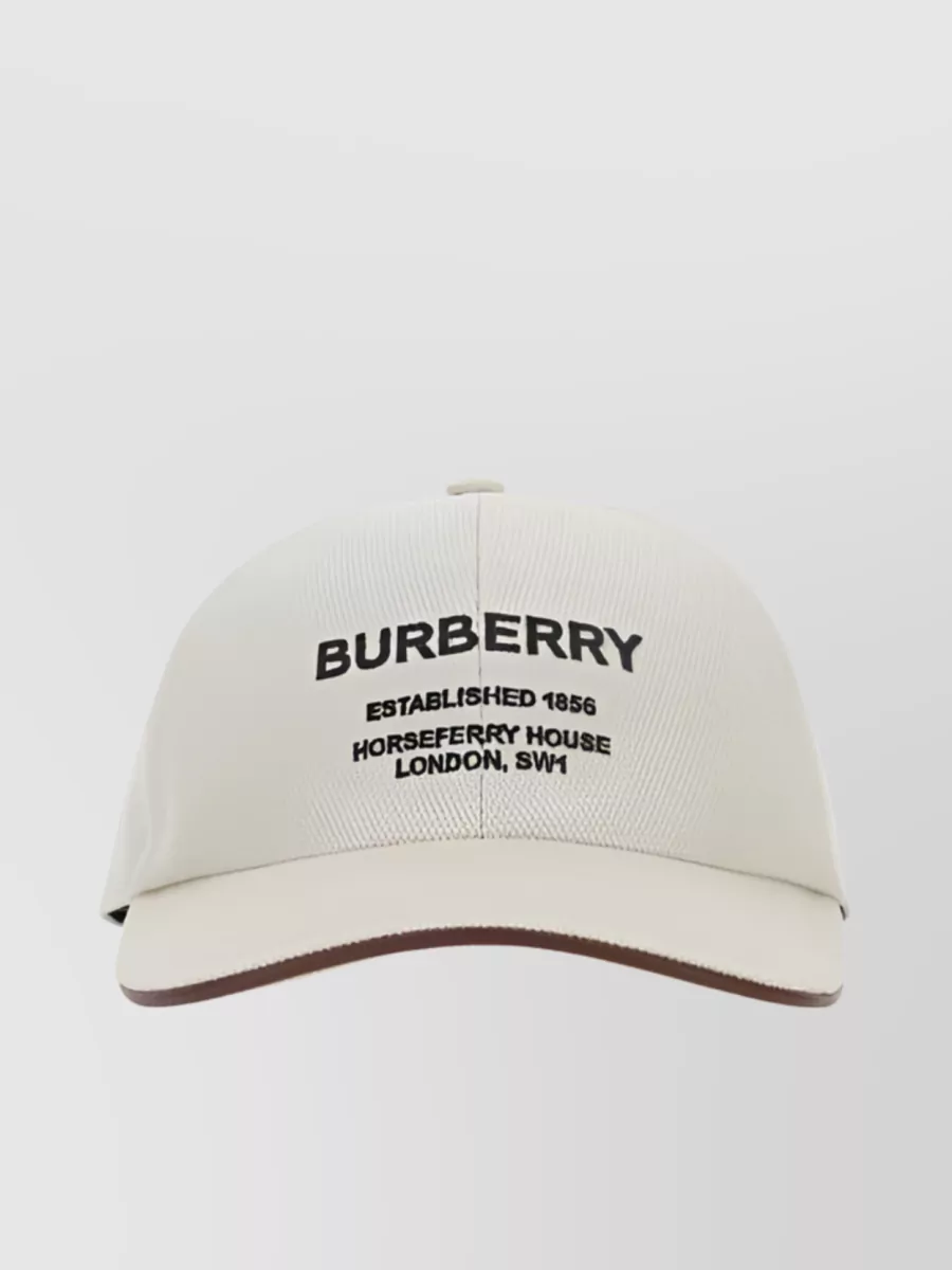 Shop Burberry Logo Embroidered Cotton Cap In Cream