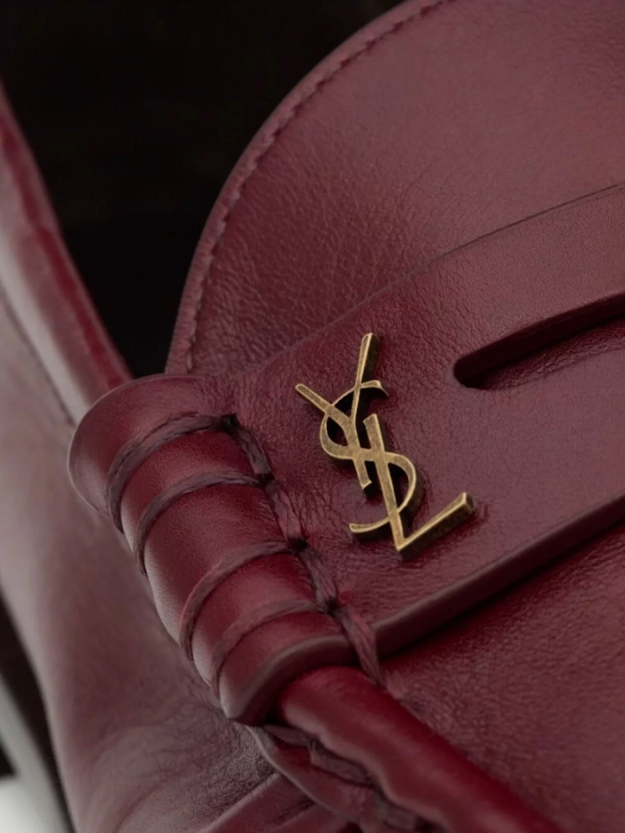 Saint Laurent Smooth Leather Loafer Featuring Ruched Detailing