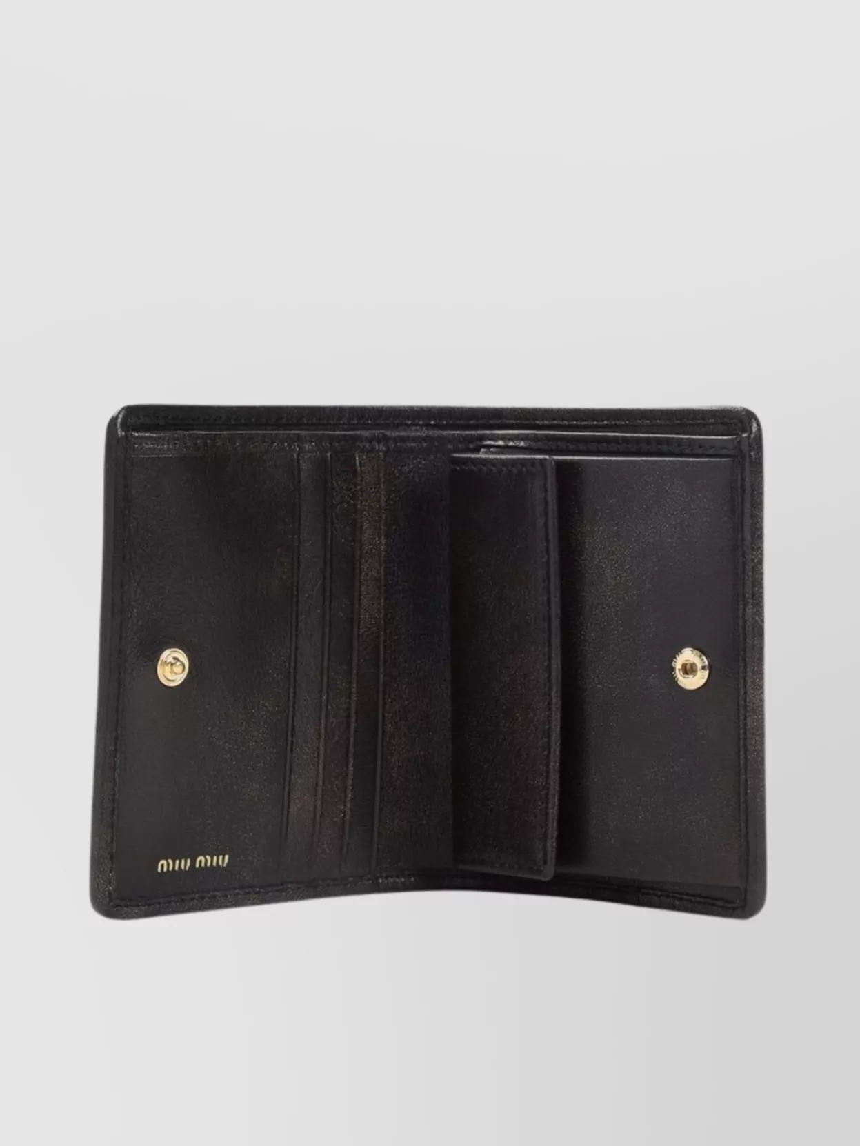 Miu Miu Lamb Leather Wallet Compact Design Gold-toned Hardware