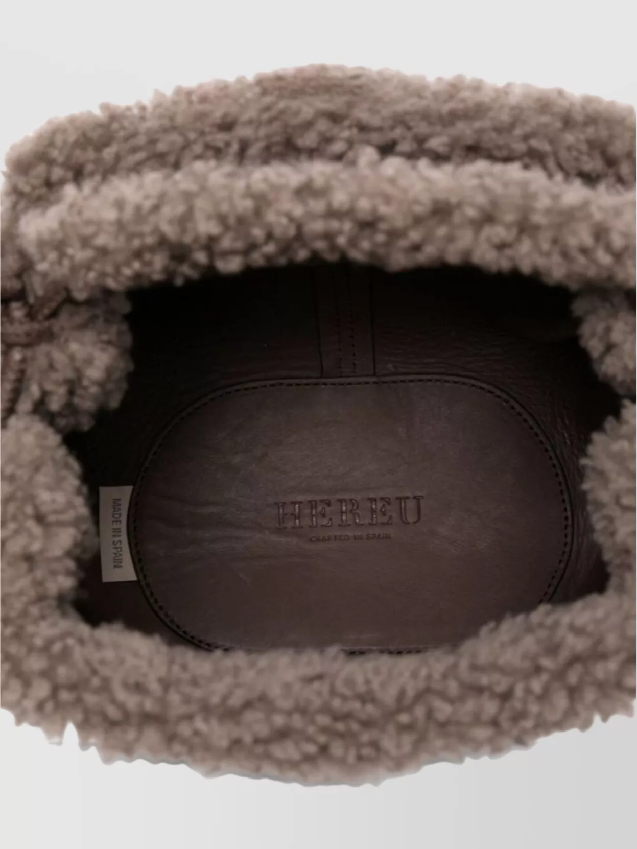 Hereu Mini Leather Handbag Shearling Trim