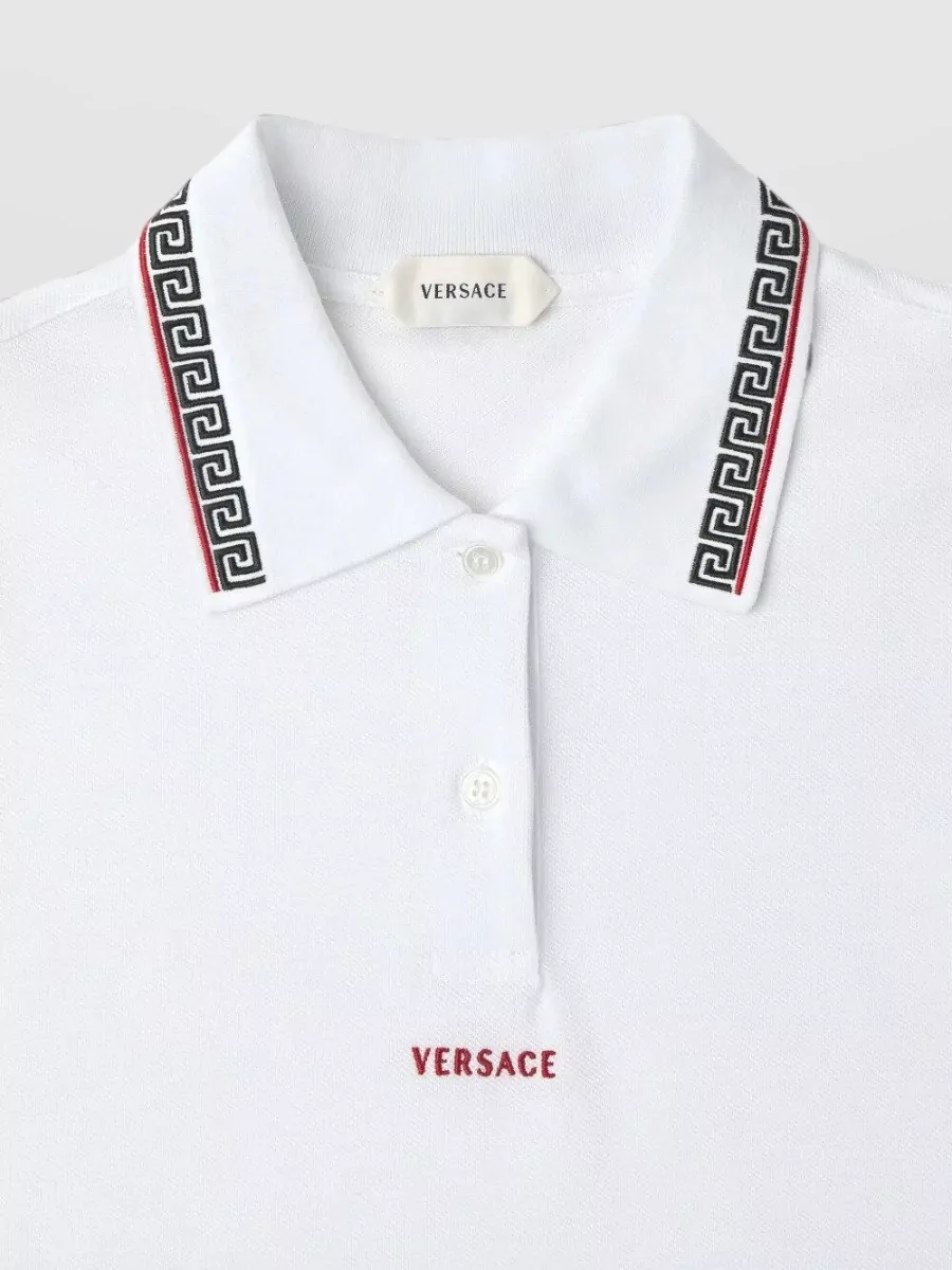 Versace Cotton Piqué Logo-Embroidered Polo Shirt