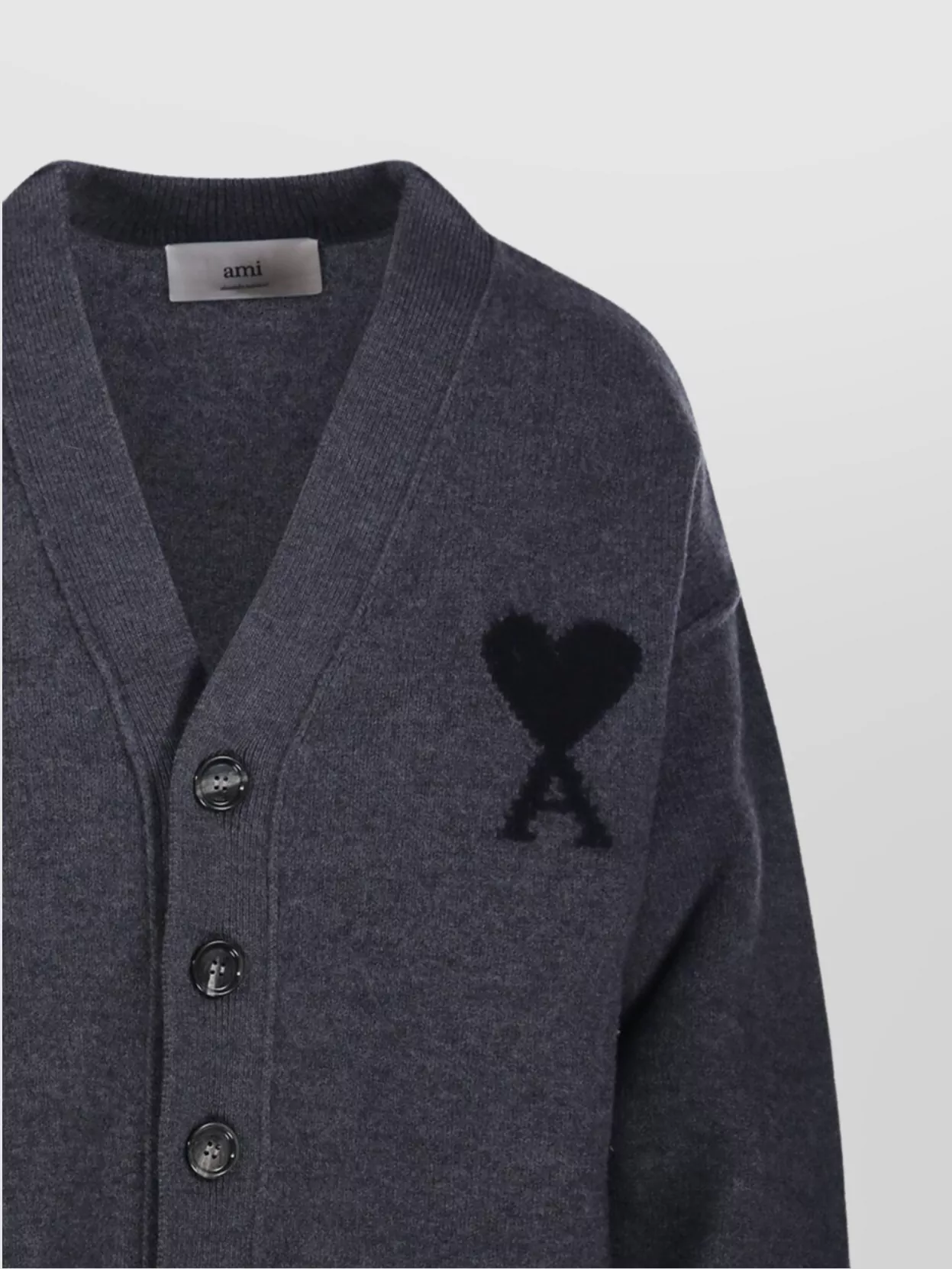 Ami Paris Adc V Neck Felted Merino Cardigan