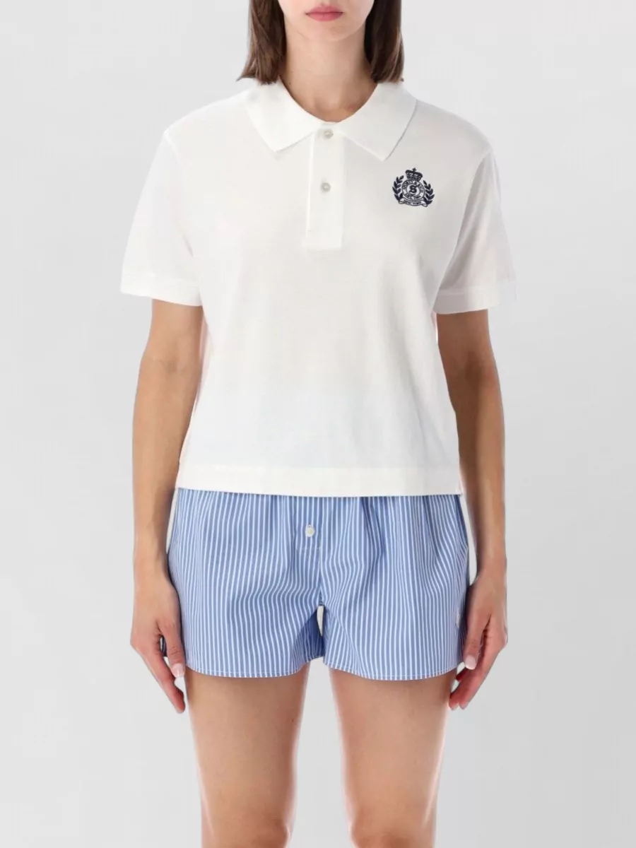 Sporty & Rich cotton cropped short-sleeve polo shirt