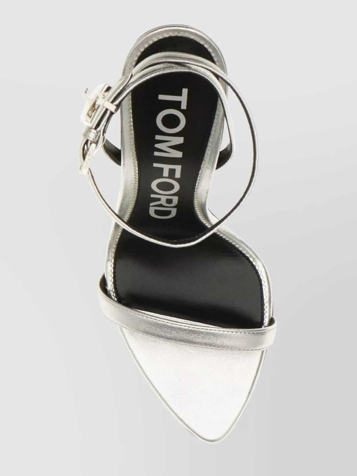 TOM FORD LEATHER SANDALS WITH METALLIC DETAIL AND STILETTO HEEL 