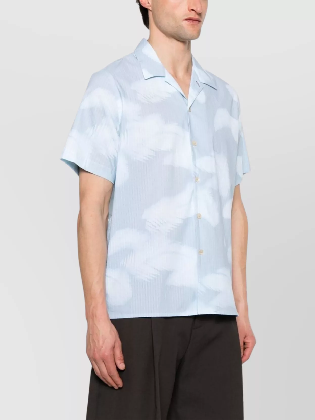Shop Paul Smith Patterned Camp Collar Shirt With Short Sleeves
