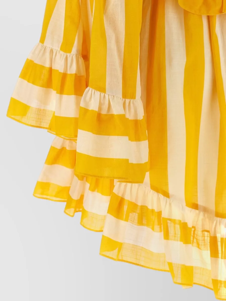 Zimmermann Cotton Striped Off-Shoulder Mini Dress