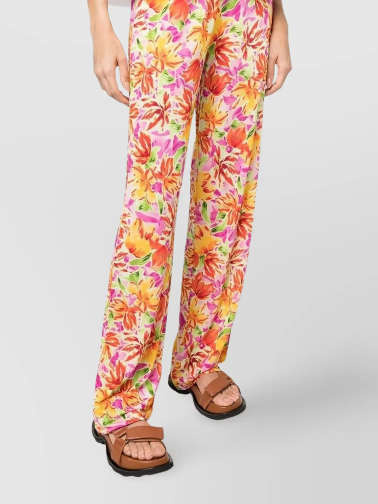 Dries Van Noten Floral Wide Leg Trousers With Elastic Waistband