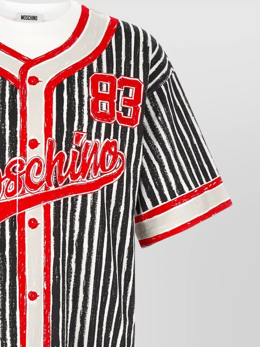 Moschino Trompe Lœil Stripe T Shirt Button Detail