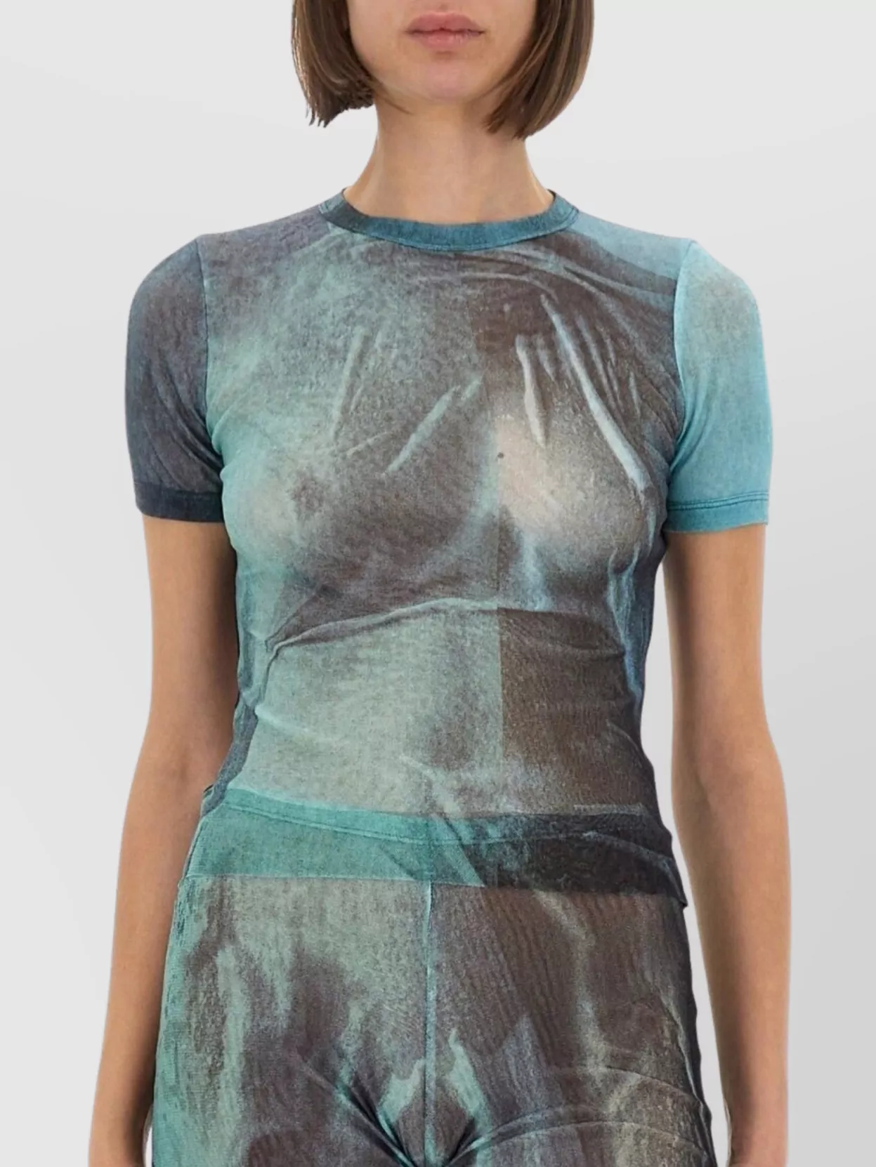 Jean Paul Gaultier Abstract Print Sheer Fabric Top
