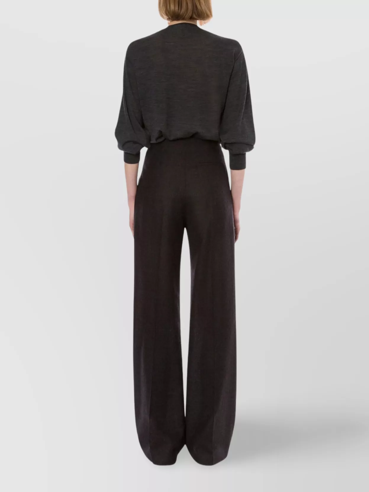 Alberta Ferretti High Waist Wide Leg Trousers With Textured Fabric