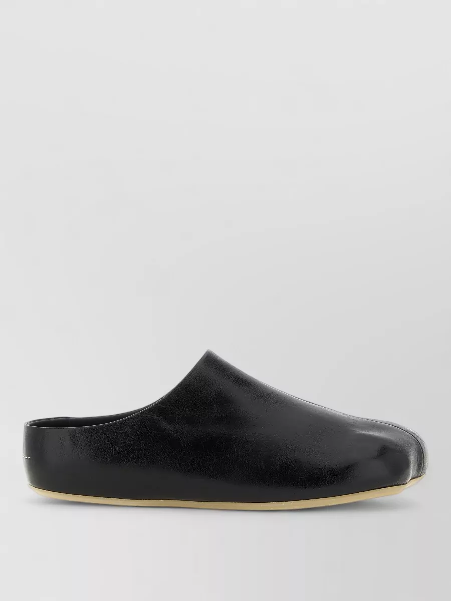Mm6 Maison Margiela Leather Square-Toe Slippers