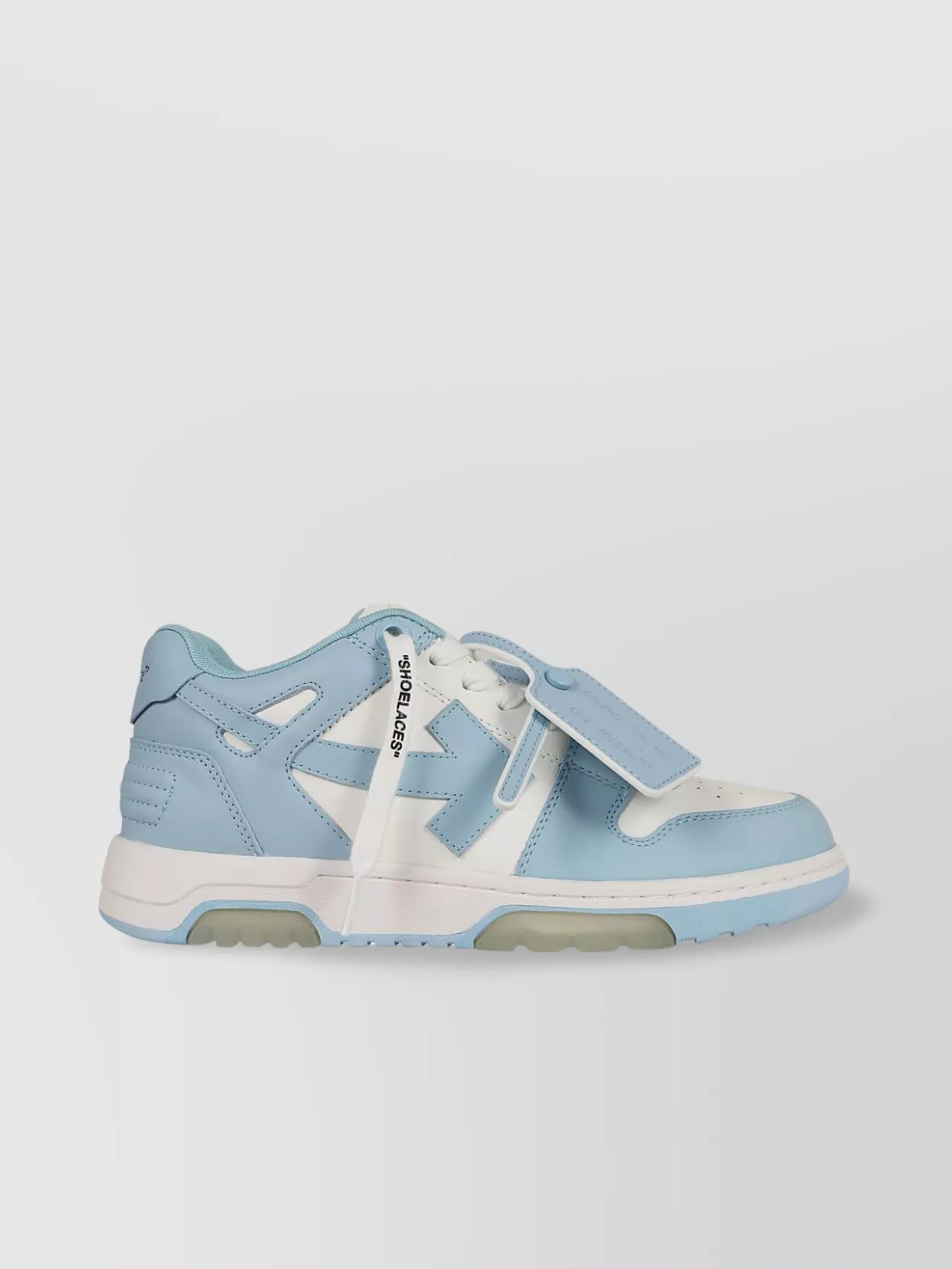 OFF-WHITE LEATHER SNEAKERS WITH CONTRAST SOLE AND PADDED COLLAR