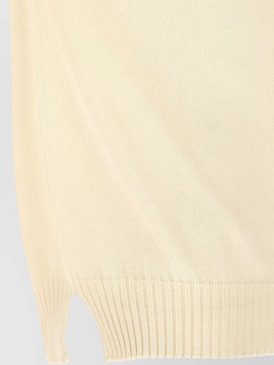 Ma'ry'ya Ribbed Cotton Short-Sleeve Sweater