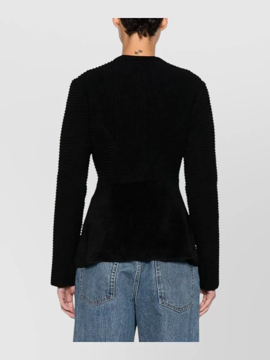 Emporio Armani Textured Buttoned Crewneck Jacket