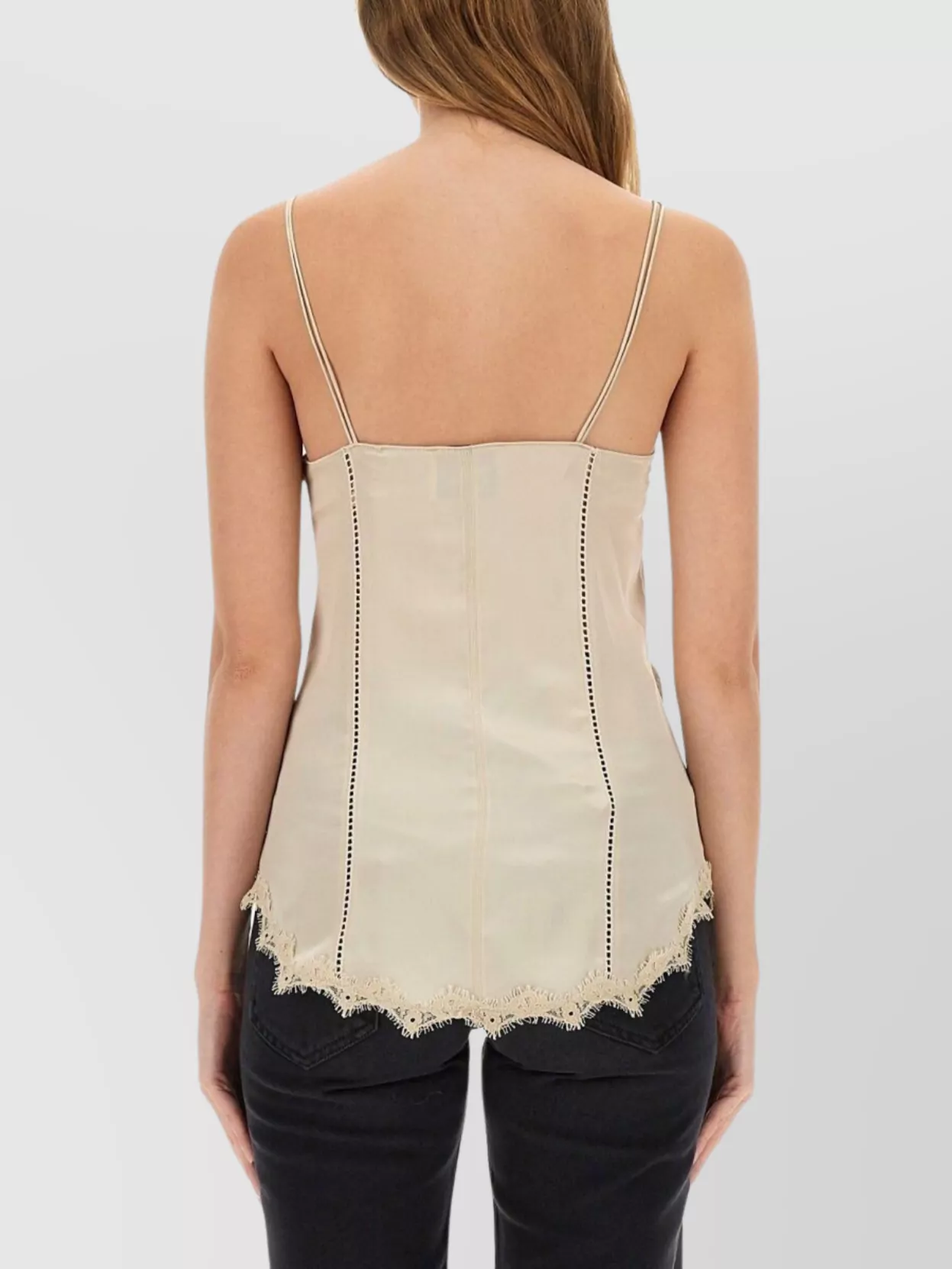 Isabel Marant Satin Lace Top Scalloped Hem