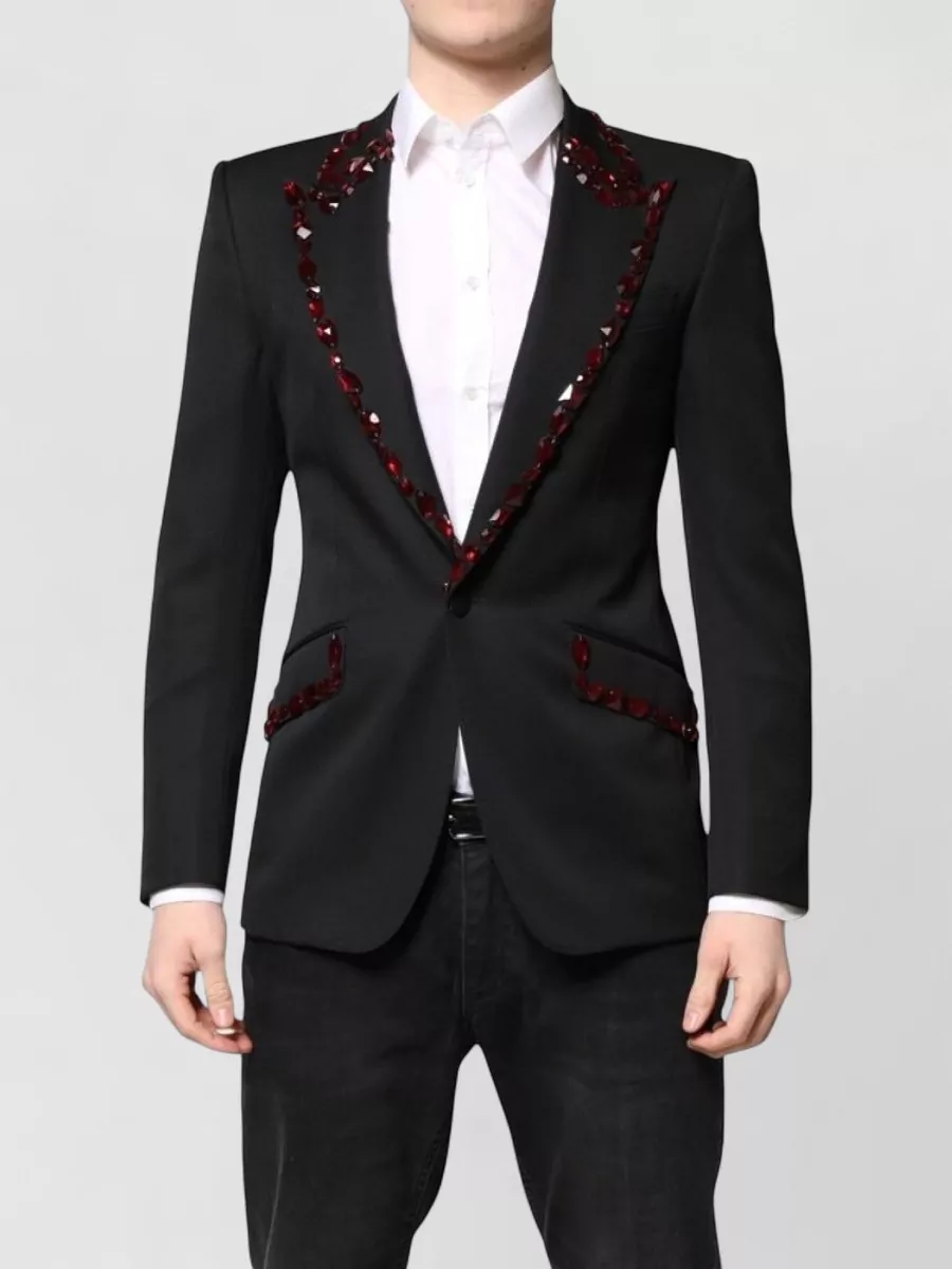 Dolce&Gabbana crystal-embellished wool-silk blazer