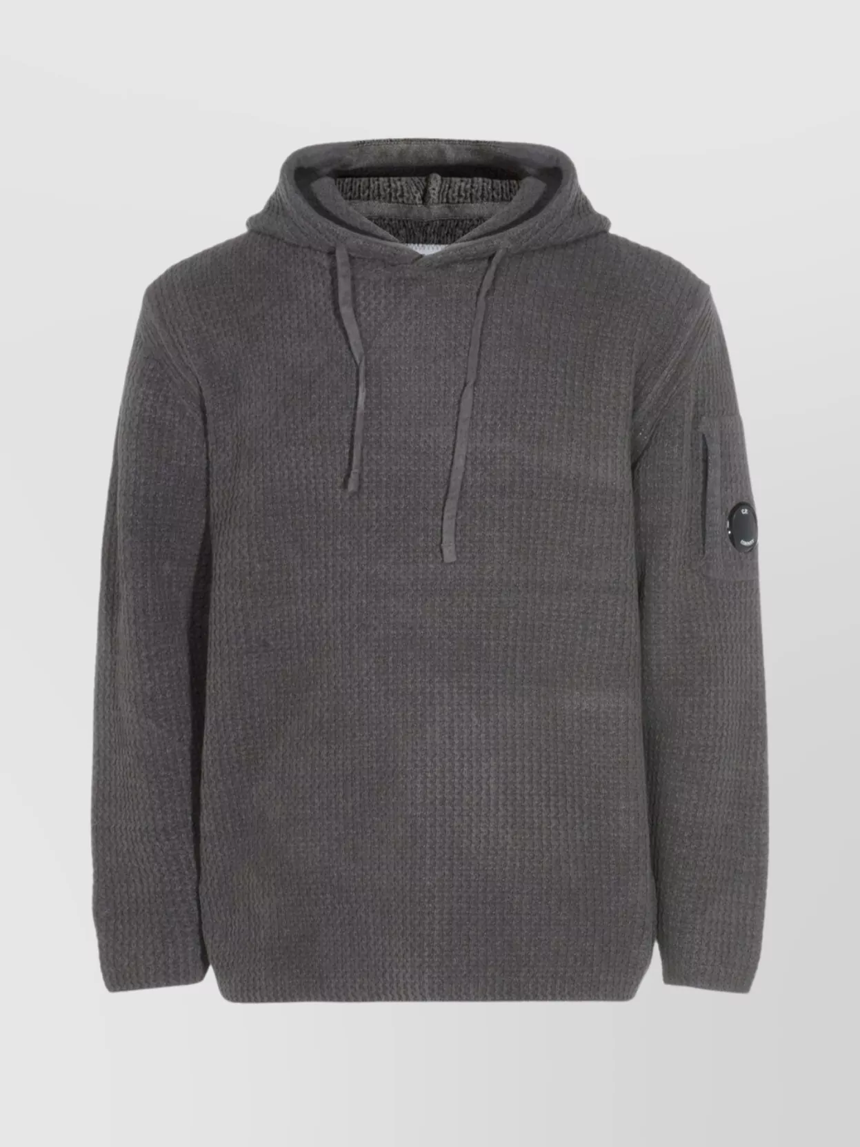 C.p. Company Hooded Crewneck Sweater Arm Patch Detail In Gray