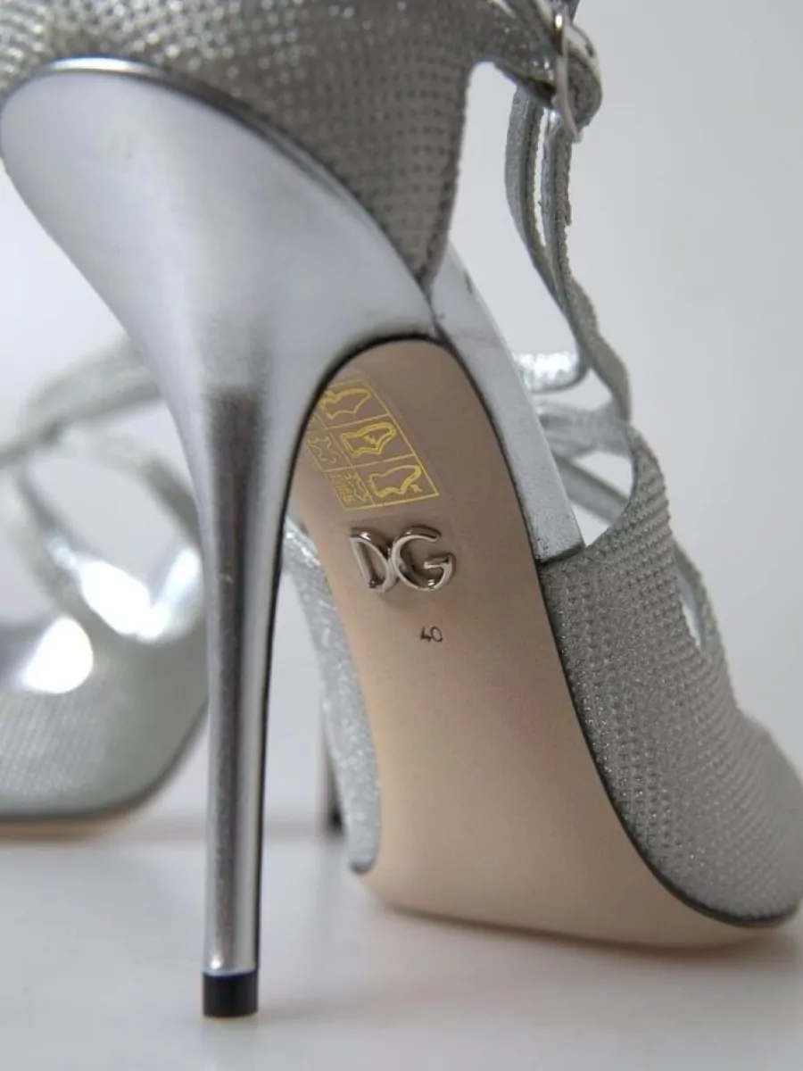 Dolce&Gabbana Leather Glitter Peep-Toe Sandals