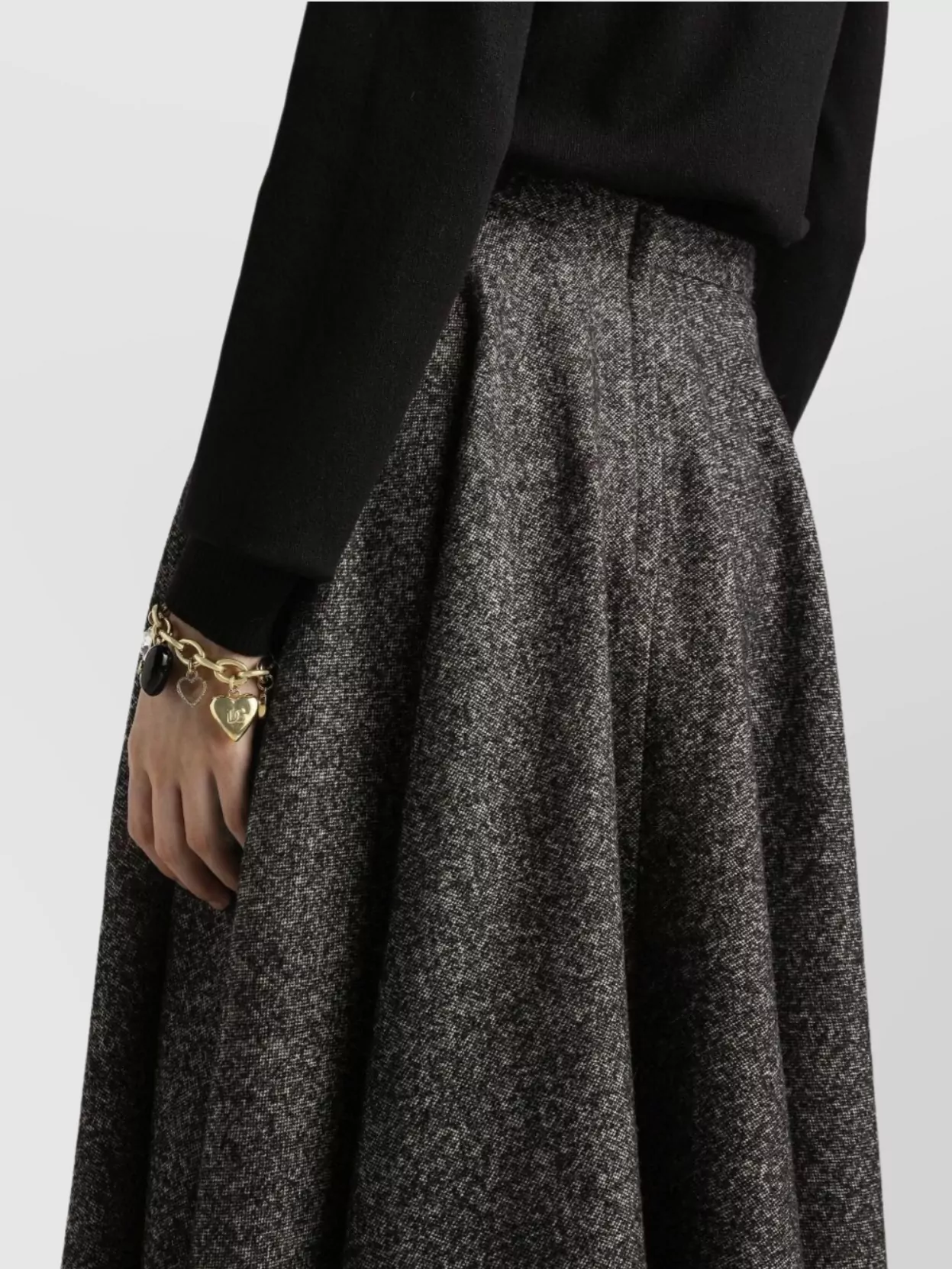 Dolce&Gabbana Flared High-Waisted Wool Midi Skirt