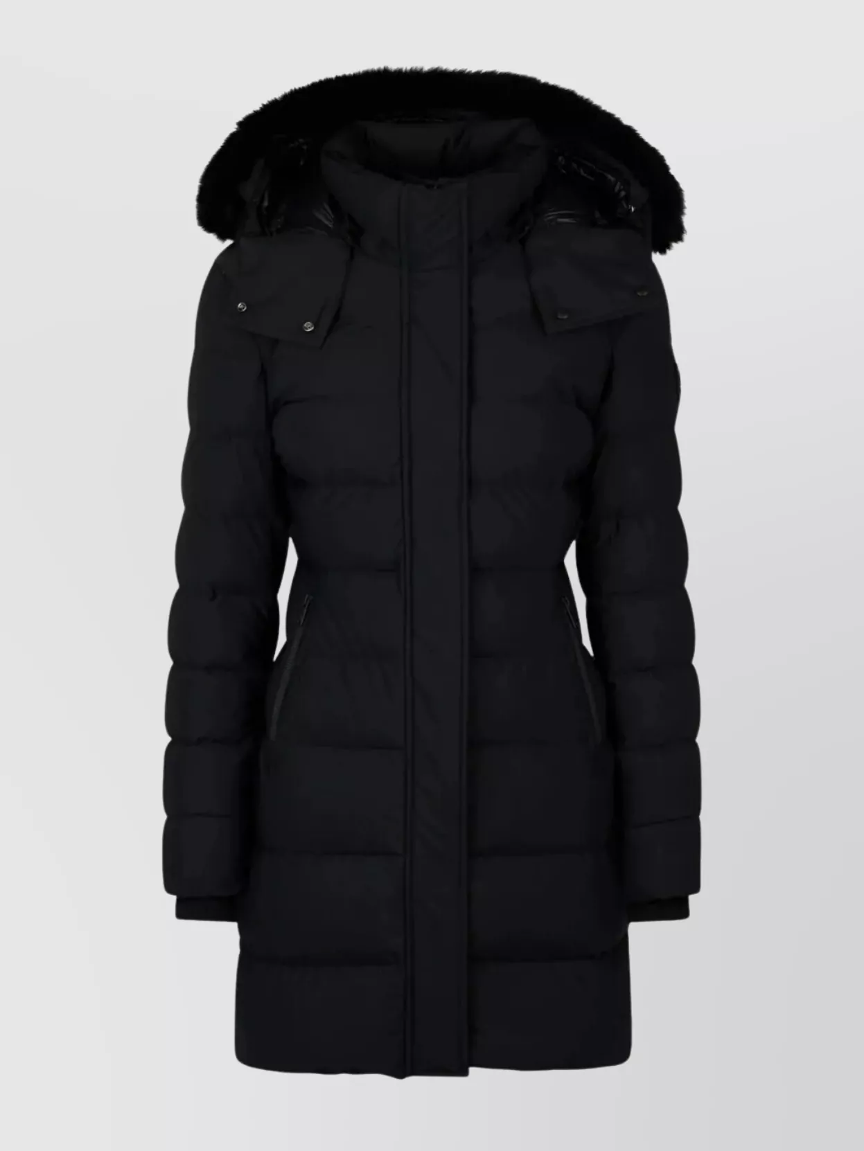 Moose Knuckles Watershed 3 Water Resistant 800 Fill Power Down Puffer Coat With Genuine Shearling Tr In Black