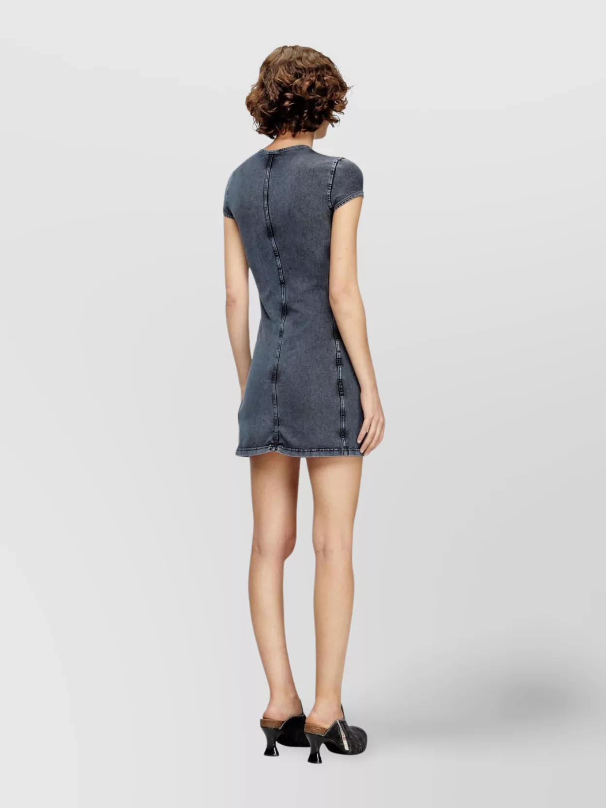 Diesel Knee Length Denim Dress With Contrast Stitching In Blue