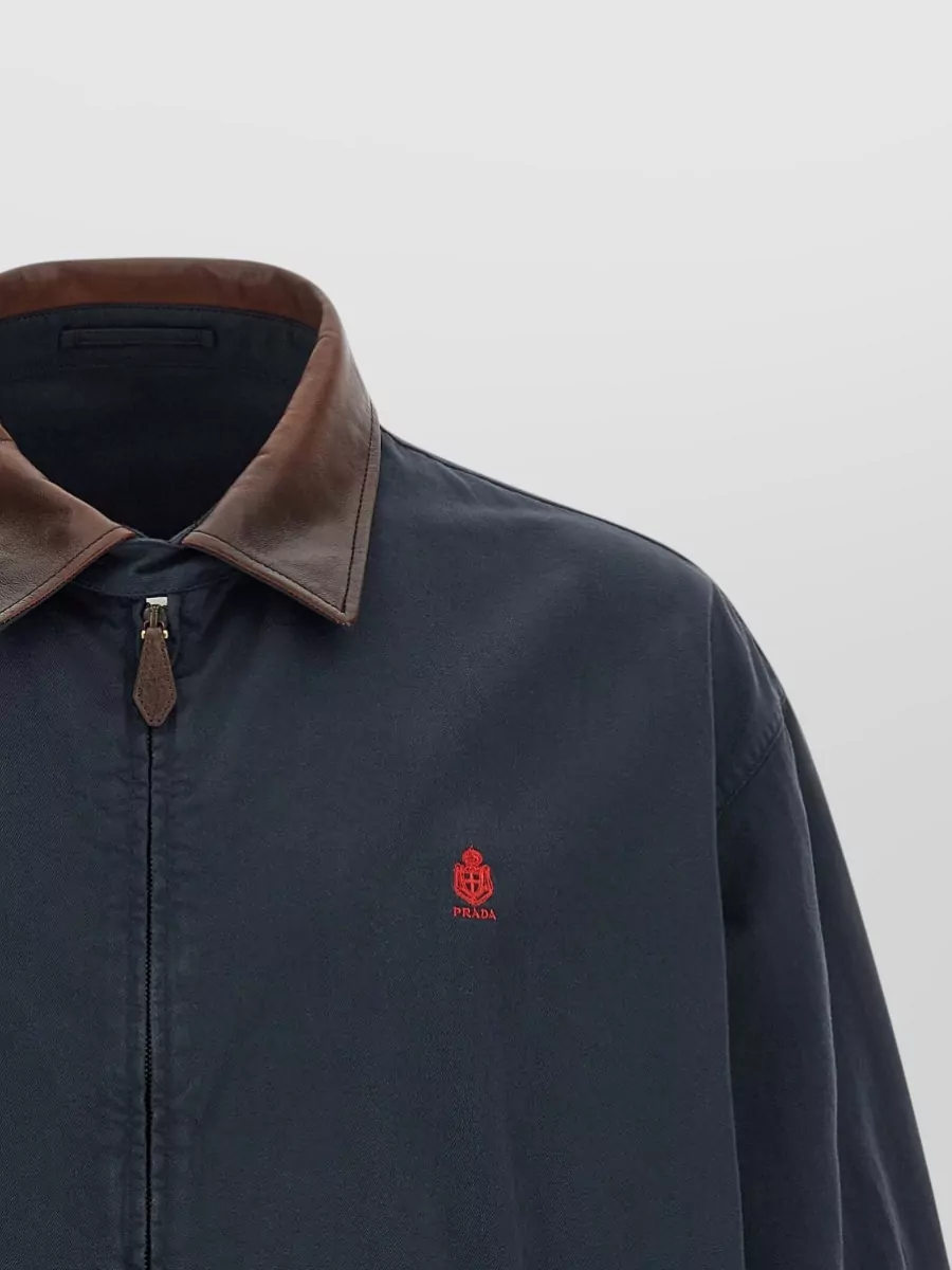 Prada Leather Collar Single Breasted Jacket