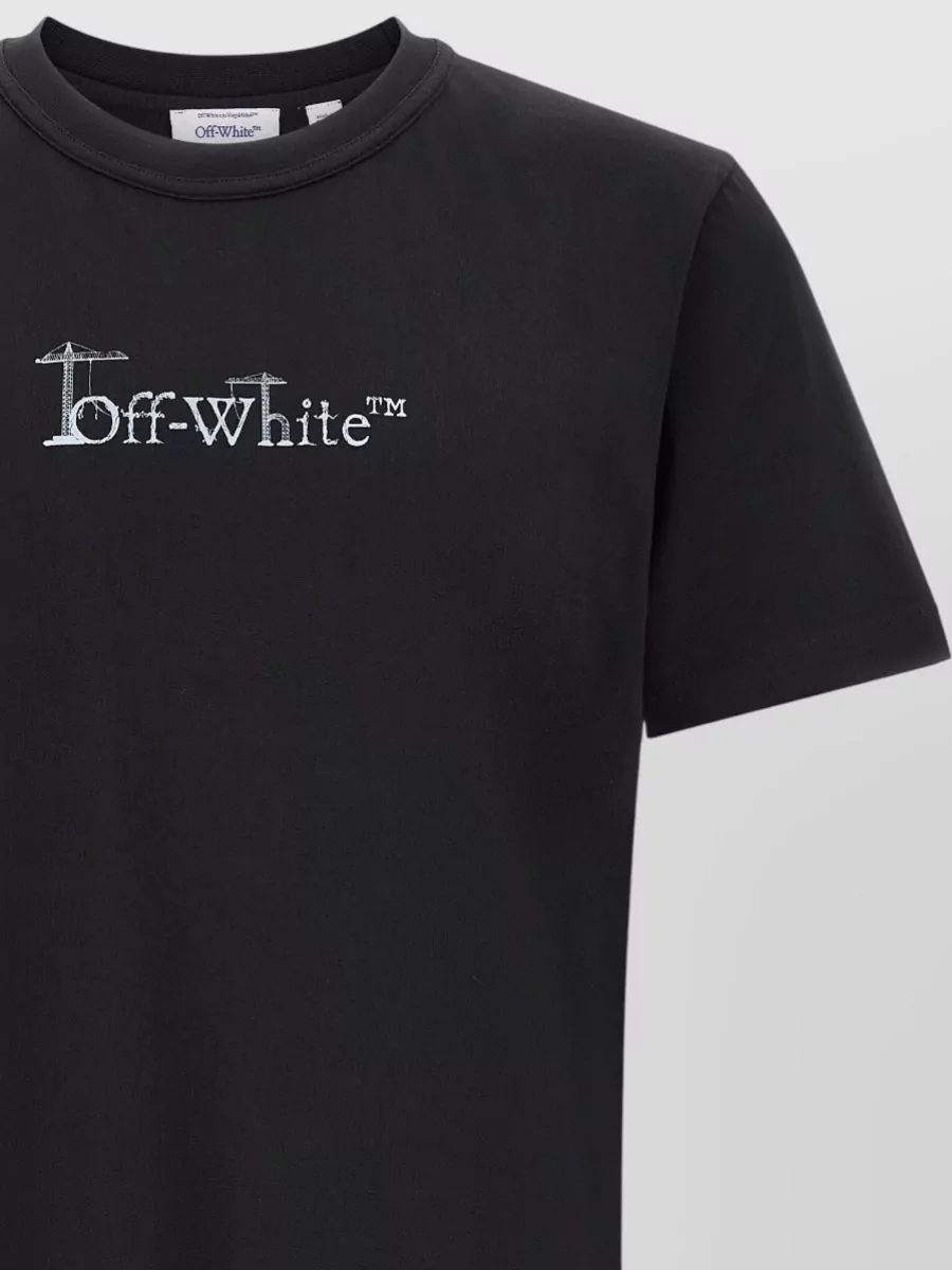 Off-White Cotton Logo Print T-Shirt