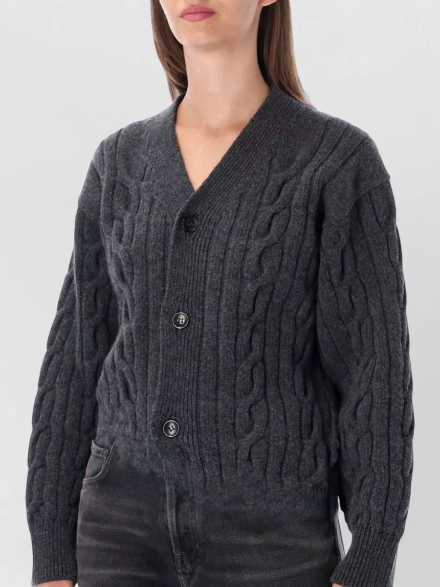 Haikure Merino Wool Cable-Knit V-Neck Wide-Leg Jumpsuit