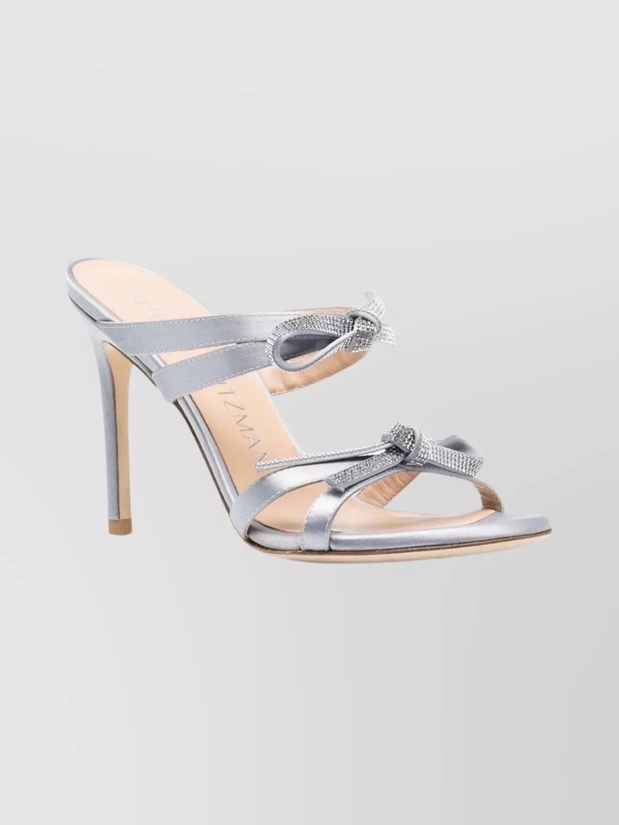 Stuart Weitzman Bow Detail Open Toe Stiletto Mules