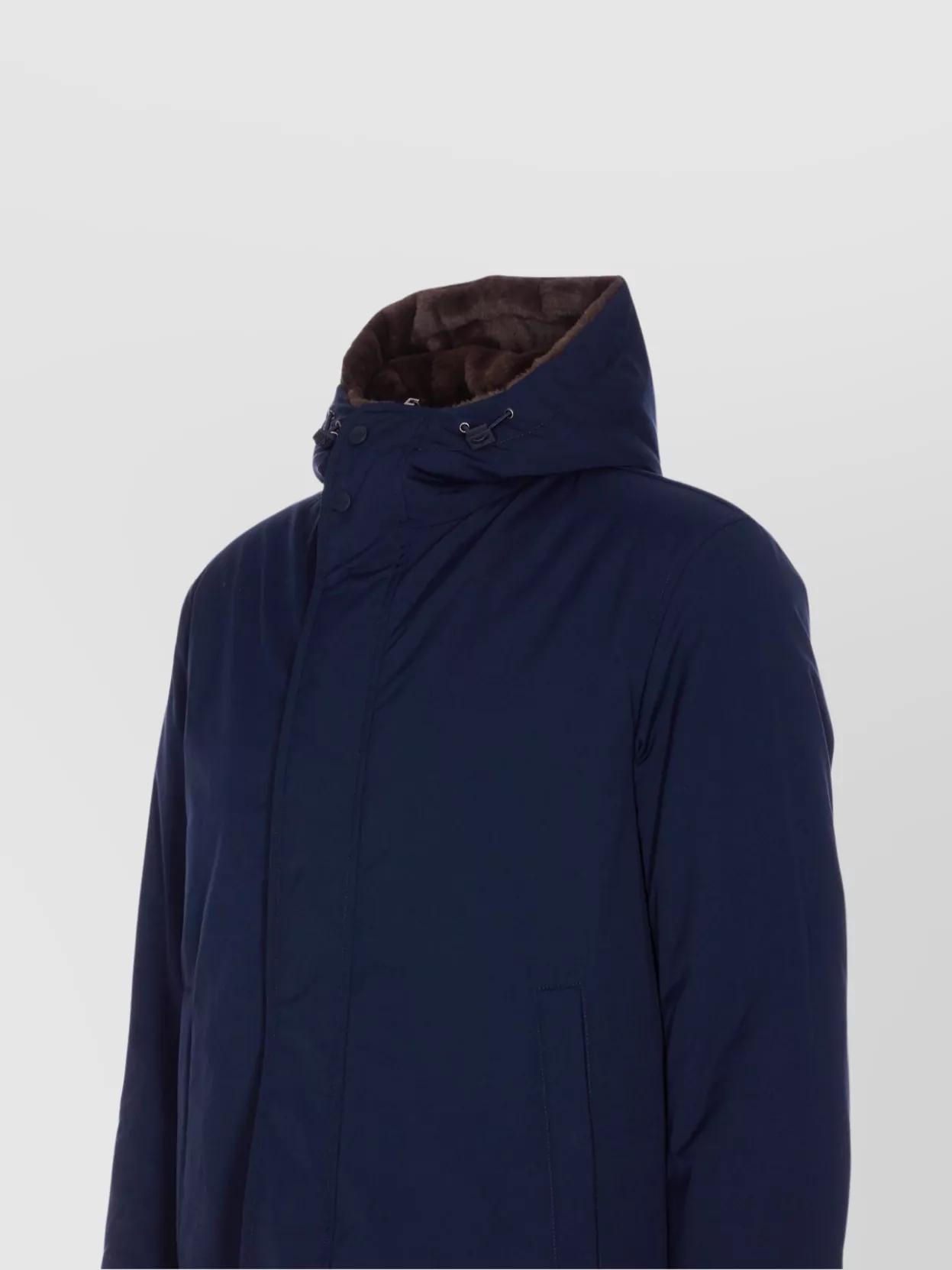 Herno Hooded Long Length Padded Coat With Button Pockets