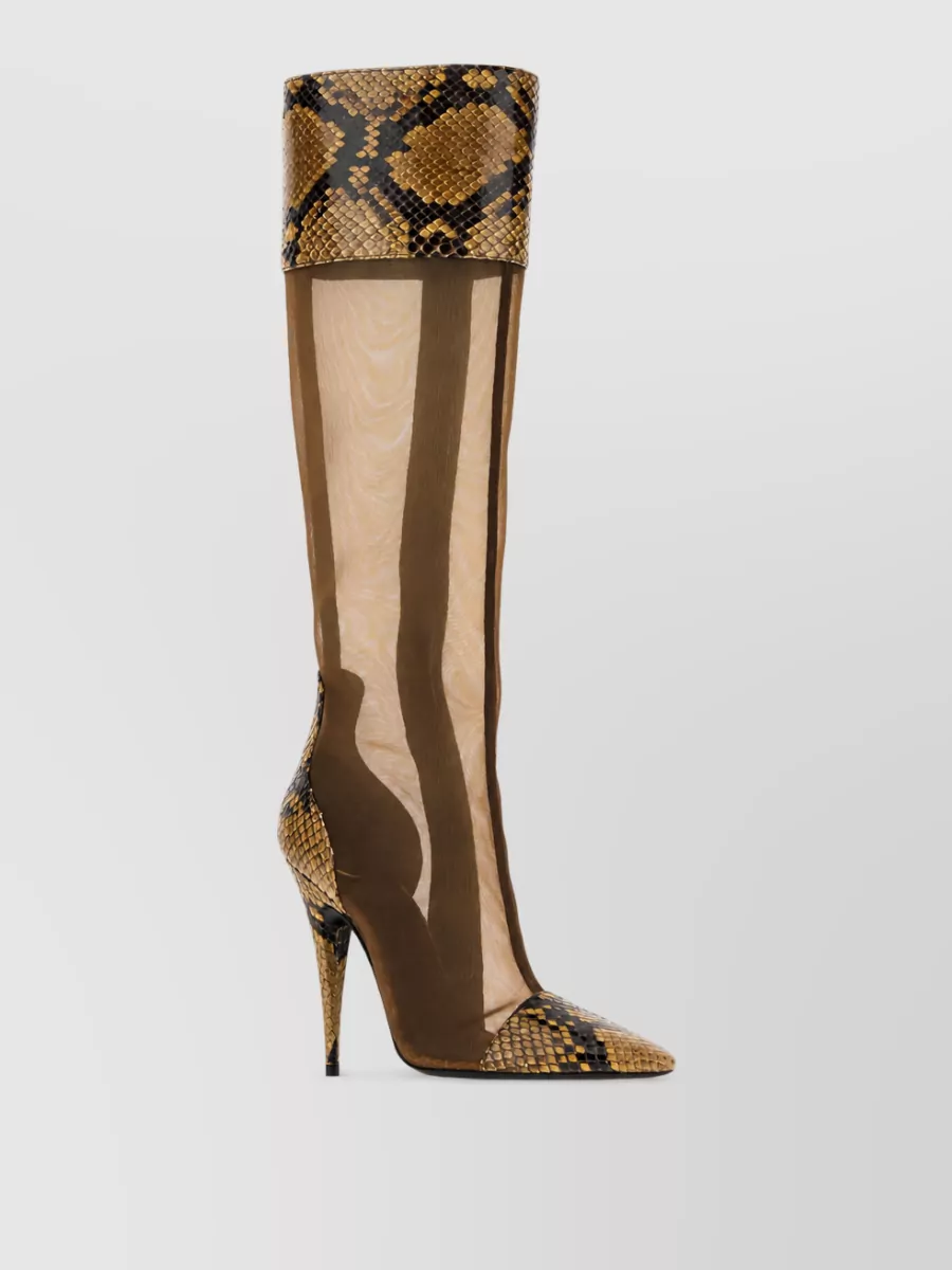 Saint Laurent python leather mesh boots