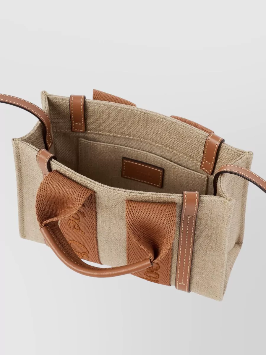 Chloé Woody Mini Linen Tote Bag