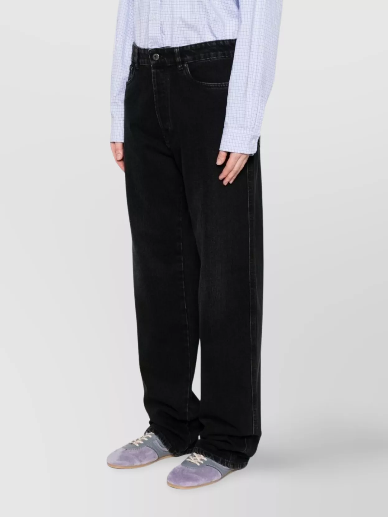 Miu Miu Straight Trousers With Back Pockets And Belt Loops In Black