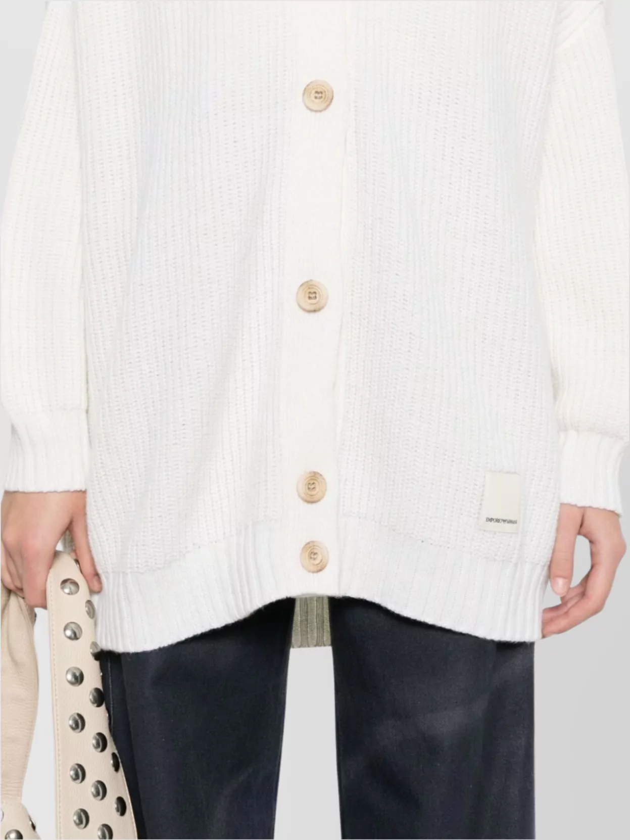 Emporio Armani Logo V-Neck Wool Blend Sweater
