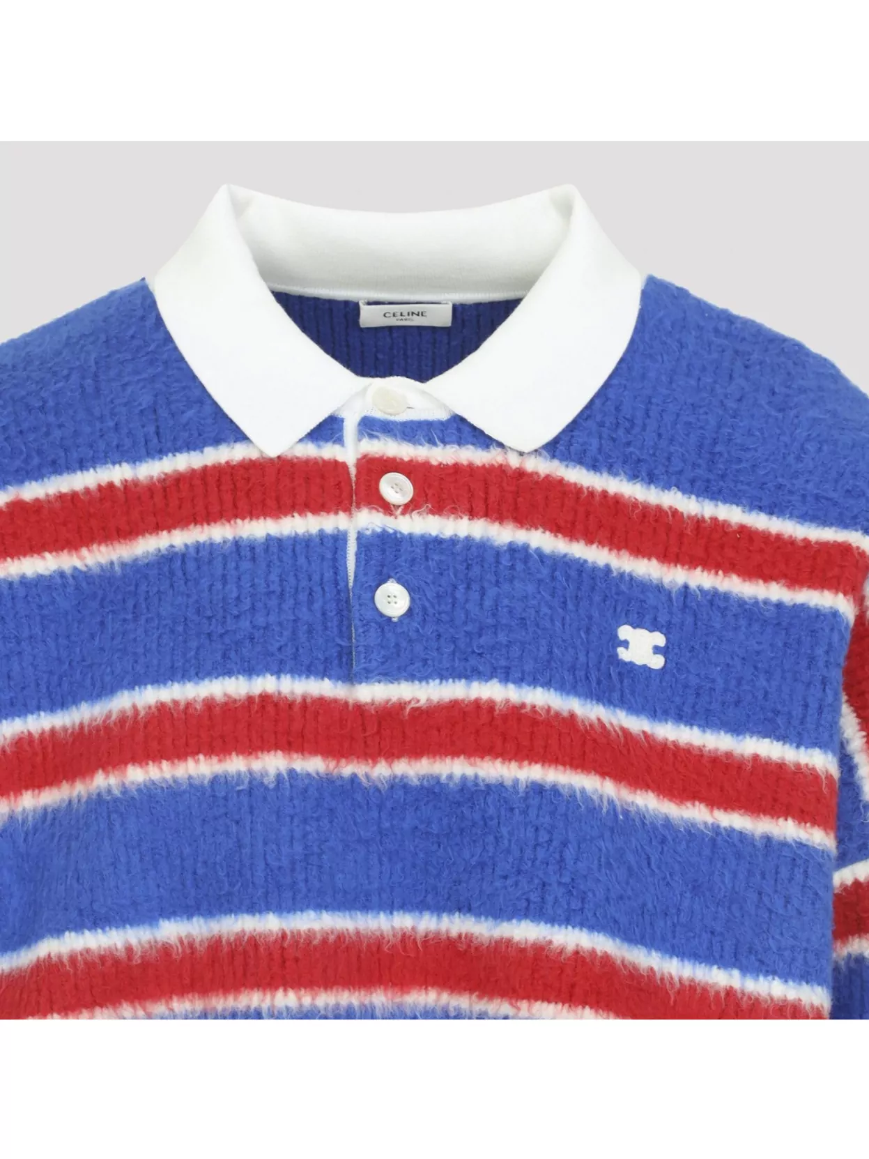Celine Striped Polo Collar Knit Sweater