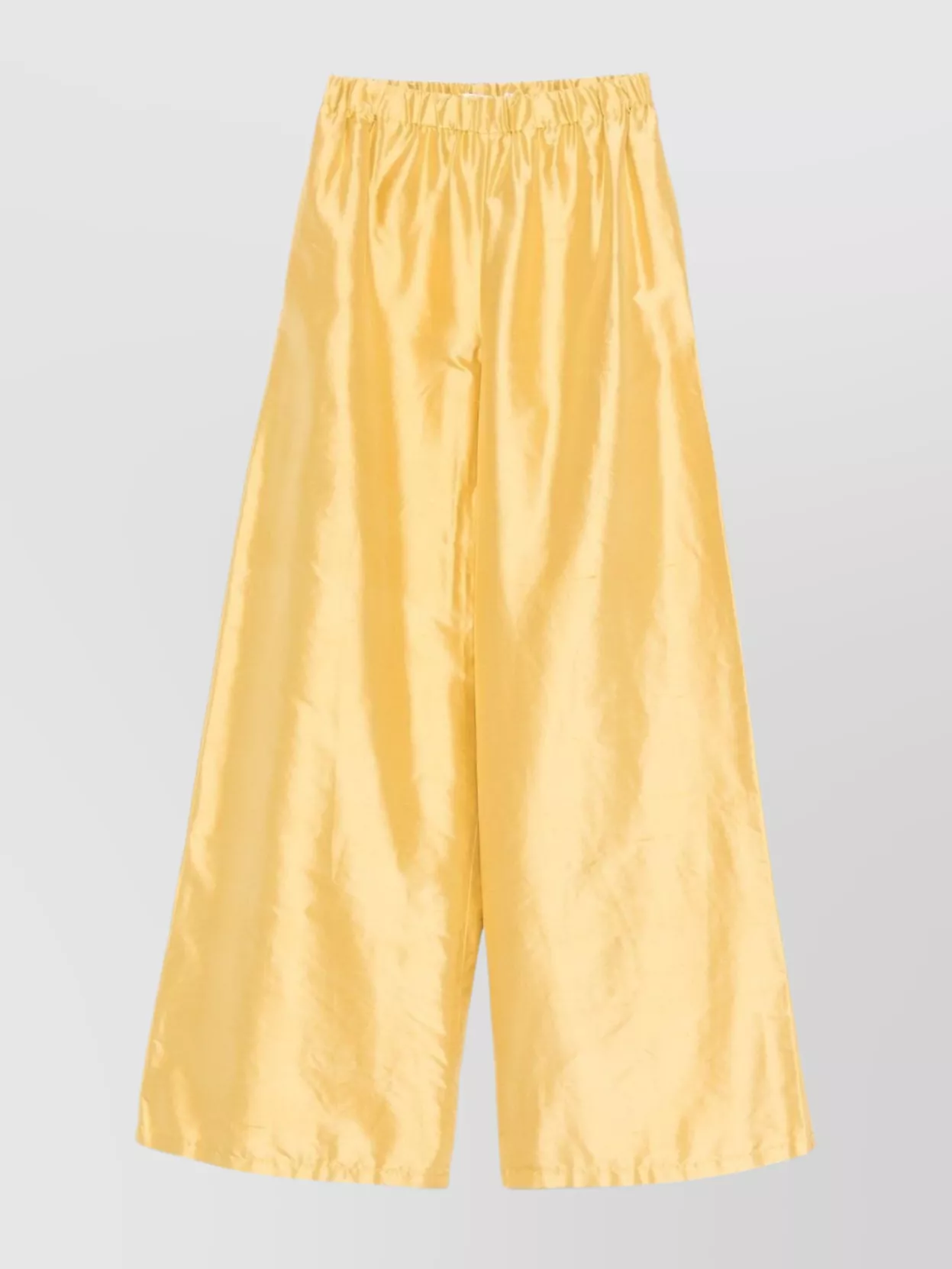 Max Mara Wide-leg Trousers With Shiny Finish And Elastic Waistband In Neutral
