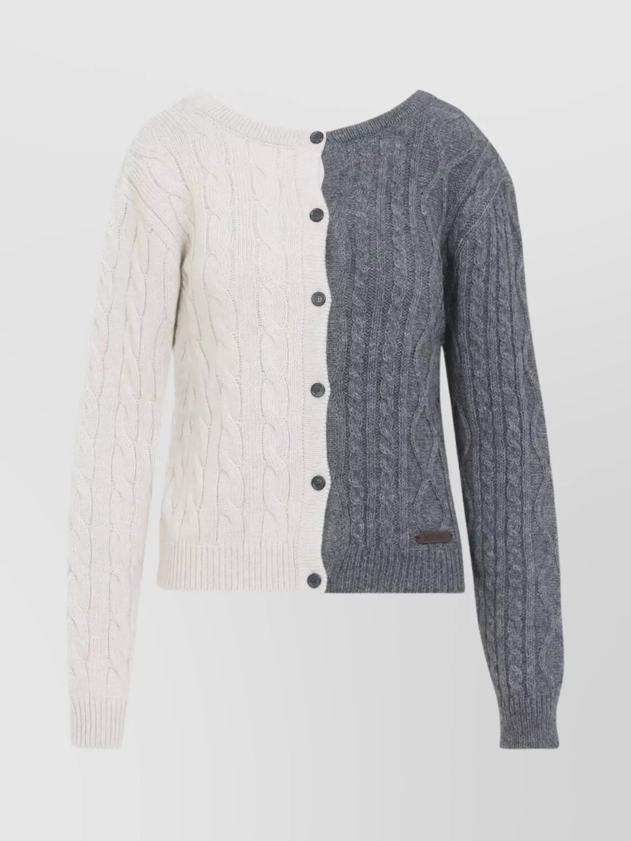Moschino Bicolor Cable Knit Cardigan In Multi