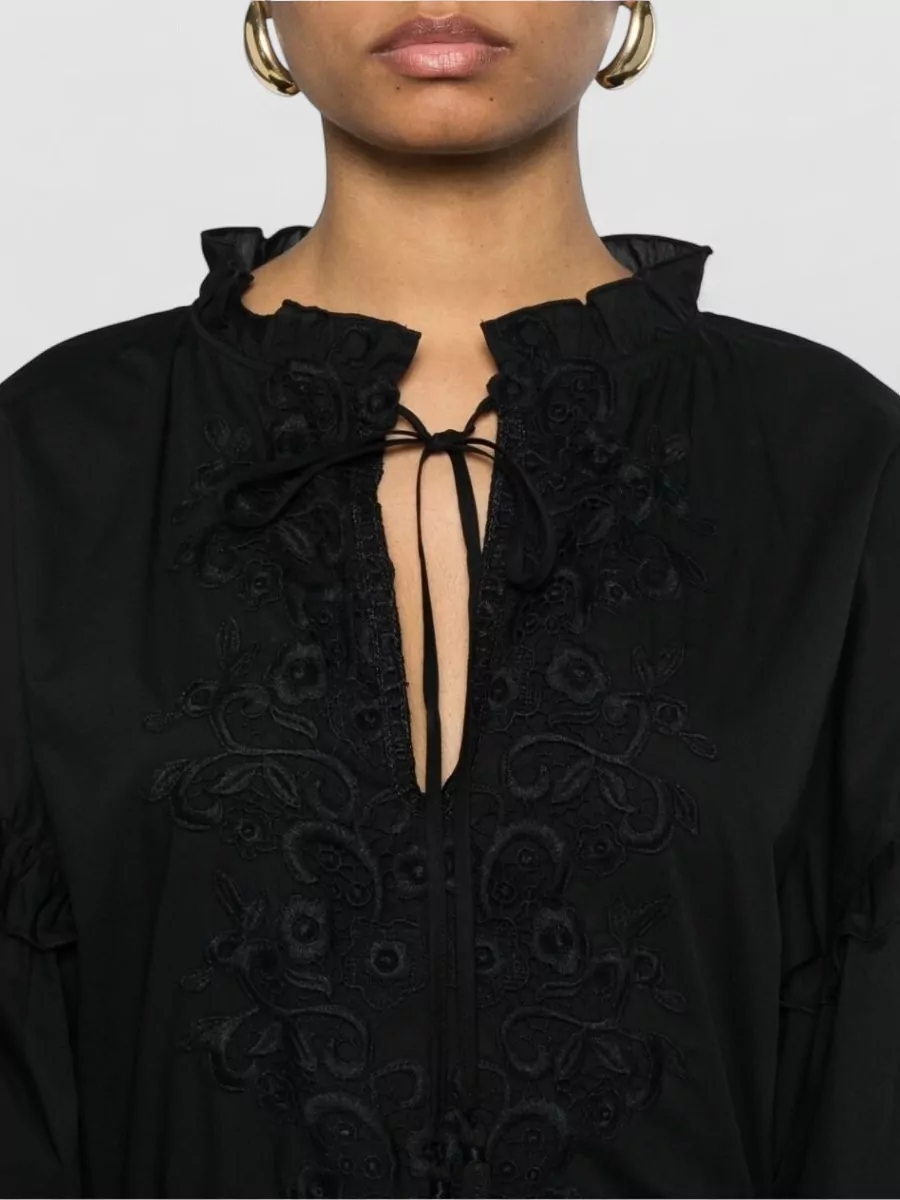 Ermanno Firenze Cotton Lace-Detail Ruffled Mini Dress