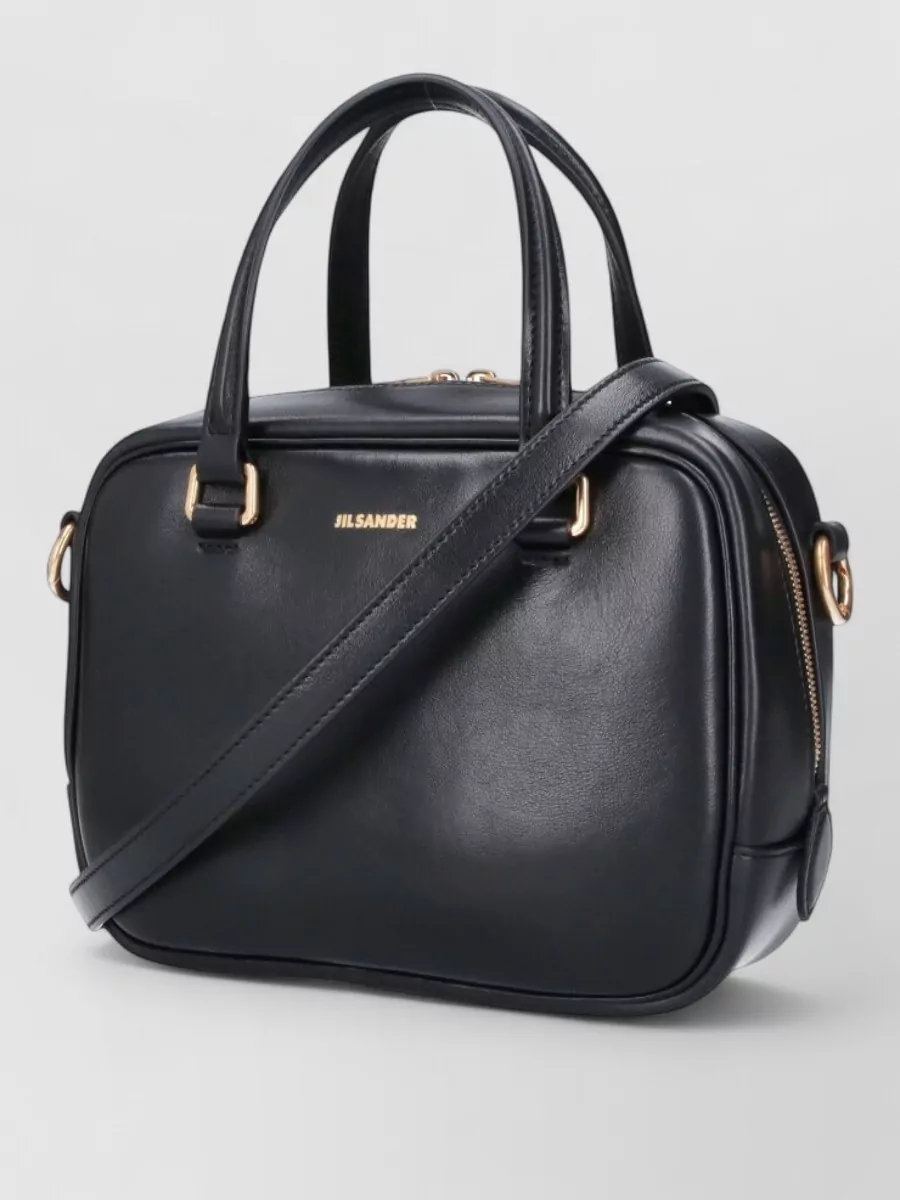 Jil Sander Black Leather Small Vision Handbag