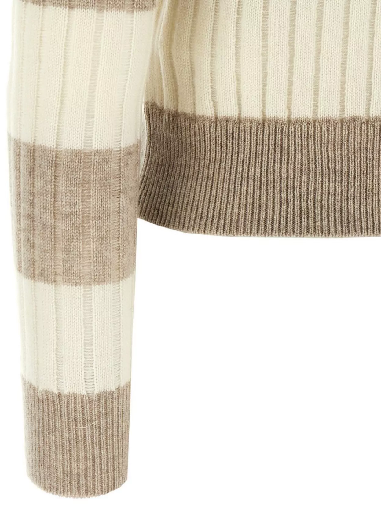 Max Mara Shoulder Button Crew Neck Striped Sweater In White